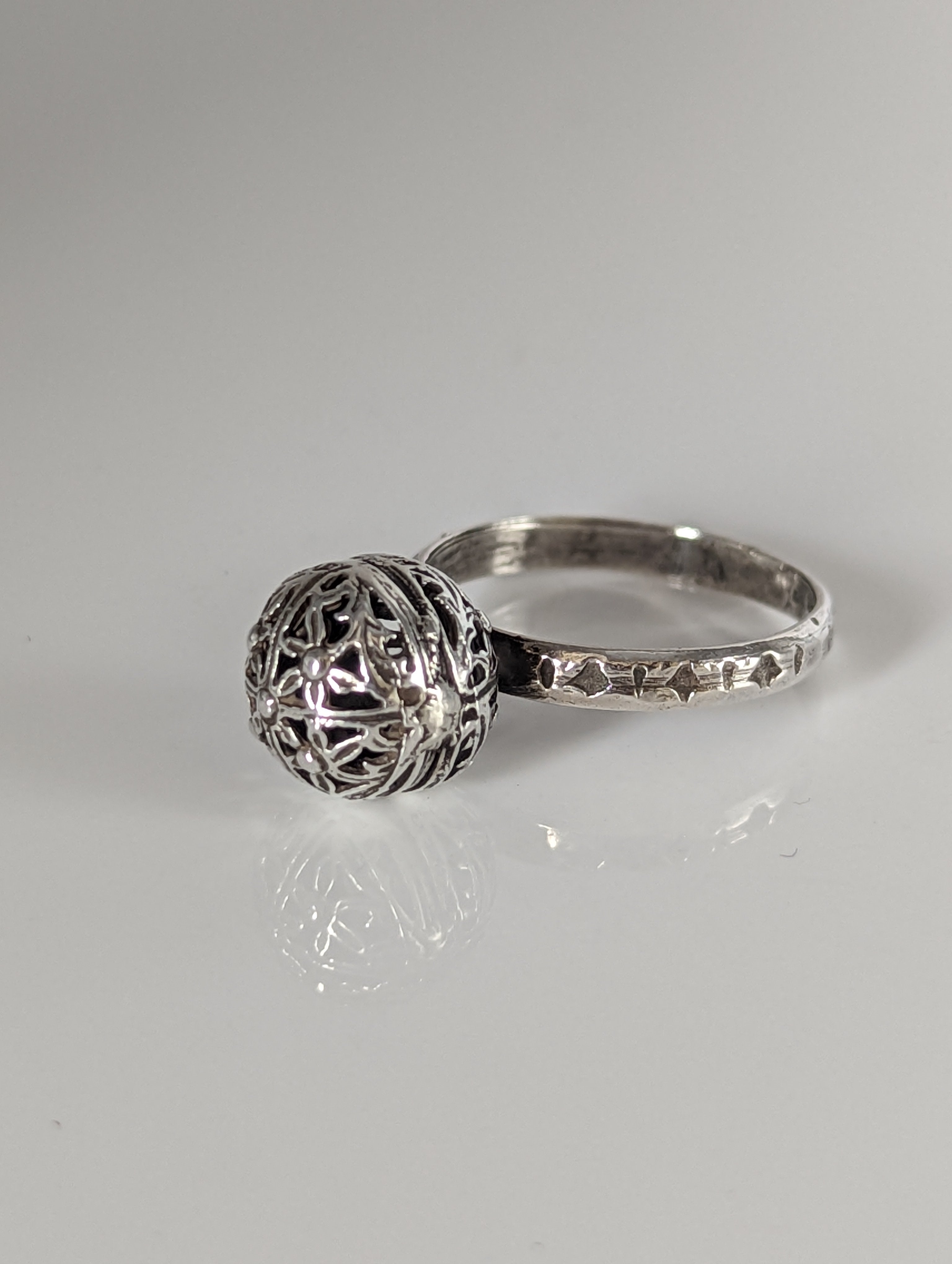 Silver Steed Large Unique Ball Handmade Silver Ring