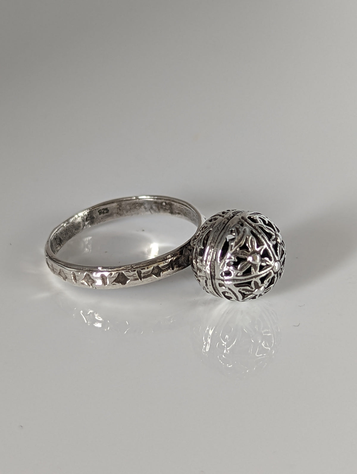 Silver Steed Large Unique Ball Handmade Silver Ring