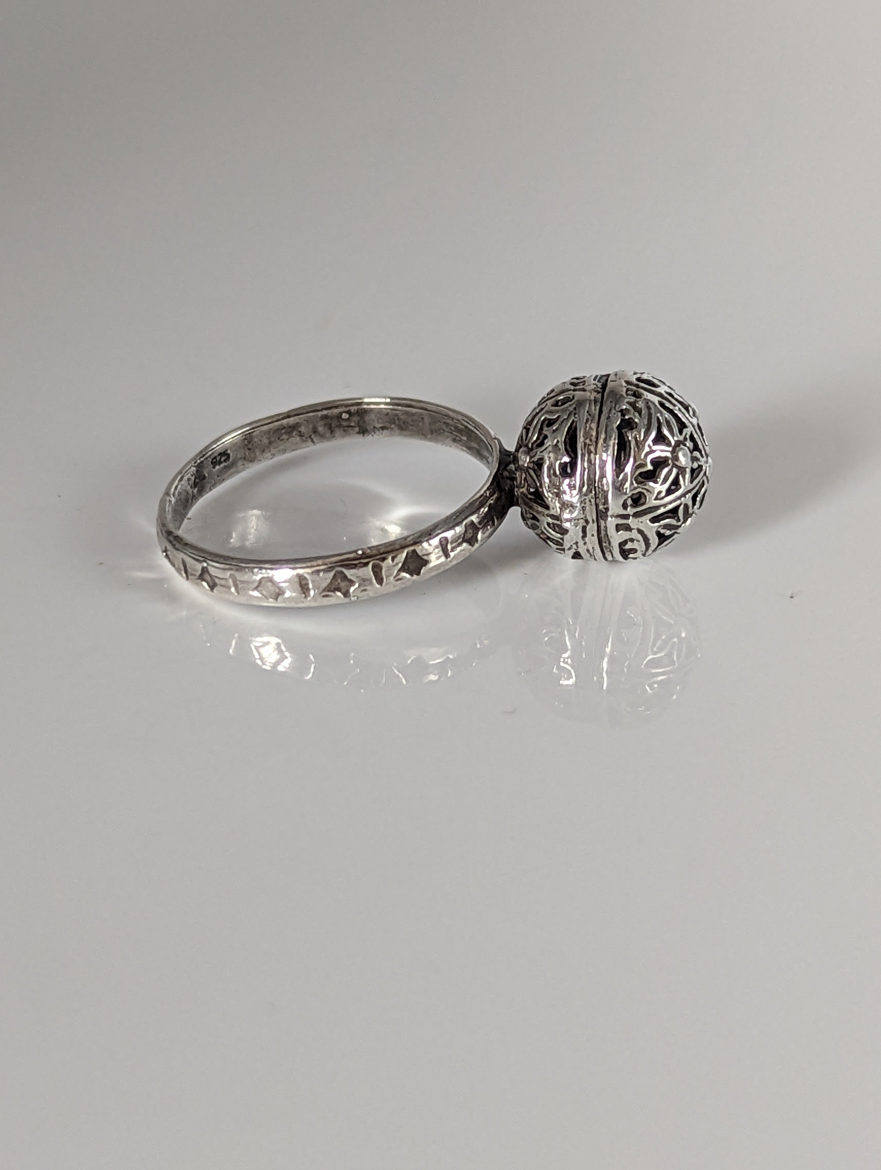 Silver Steed Large Unique Ball Handmade Silver Ring