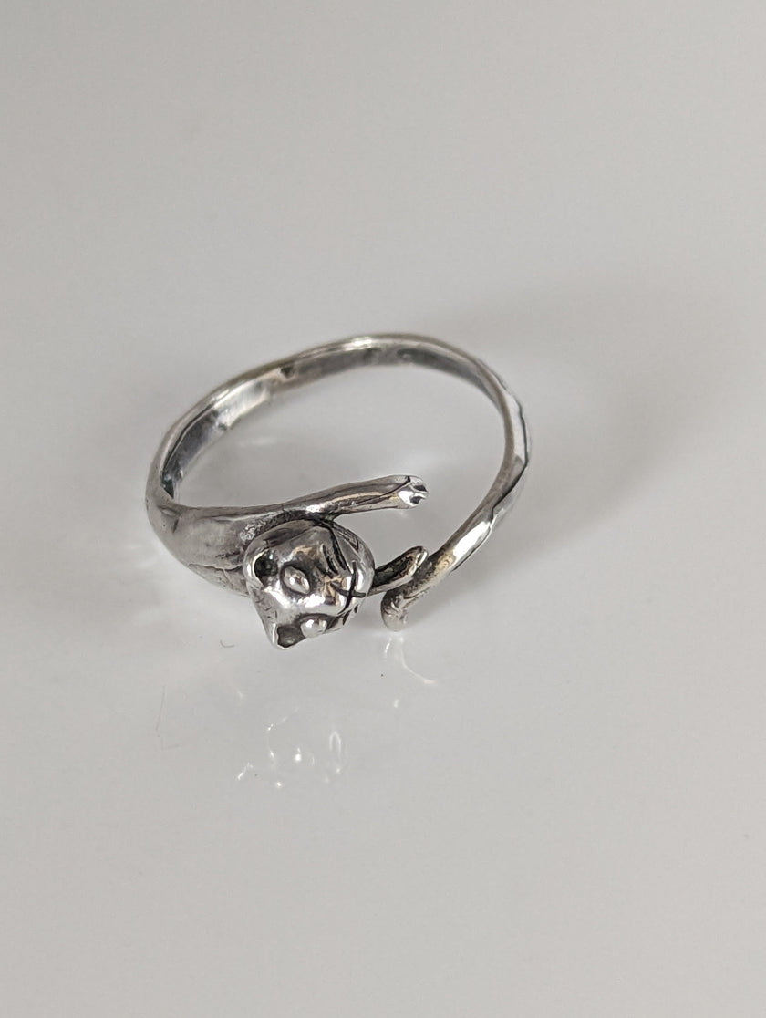 Silver Steed Jumping Cat Silver Ring
