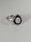 Silver Steed Large Zirconia in a Flower Silver Ring