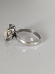 Silver Steed Pearl in a Flower Silver Ring
