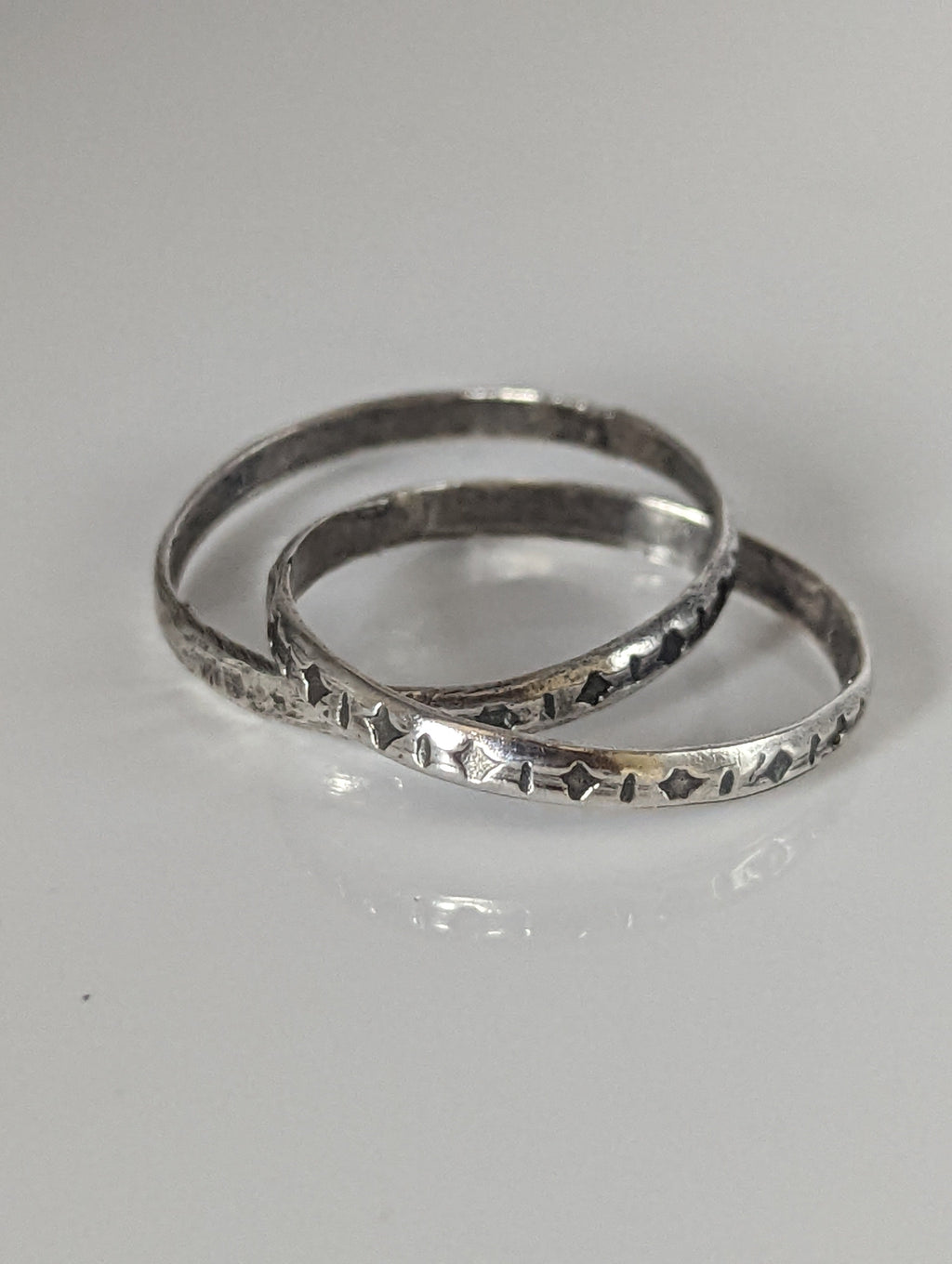 Silver Steed Two Interlinking Bands
