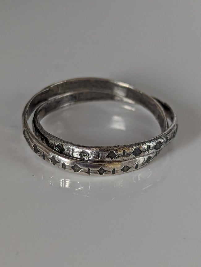 Silver Steed Two Interlinking Bands