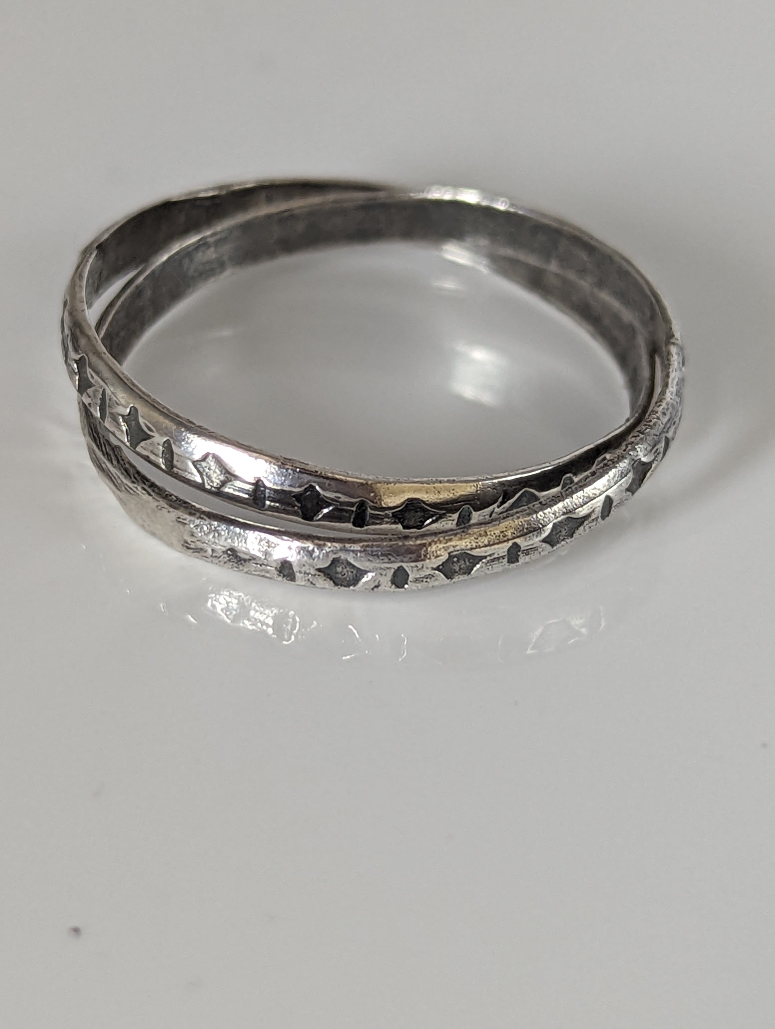 Silver Steed Two Interlinking Bands
