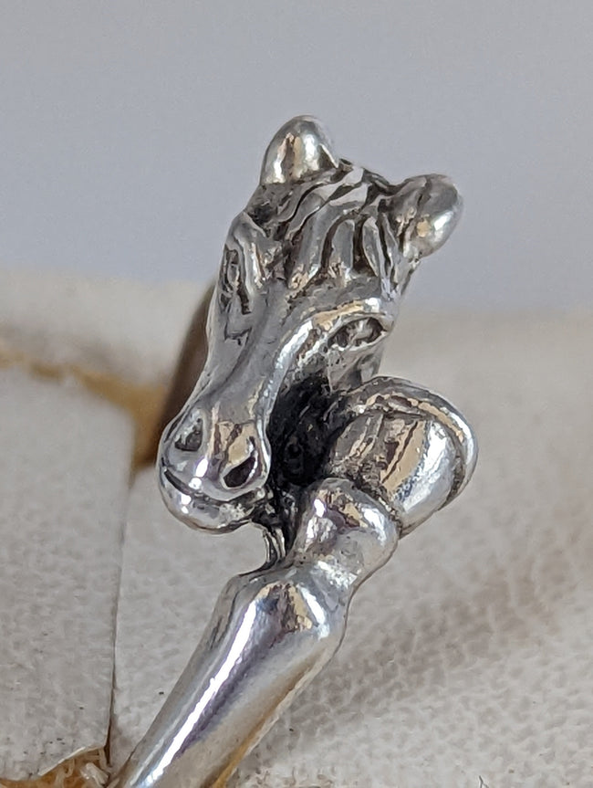 925 Silver Horse Head & Hoof Ring – Equestrian Gift for Him or Her