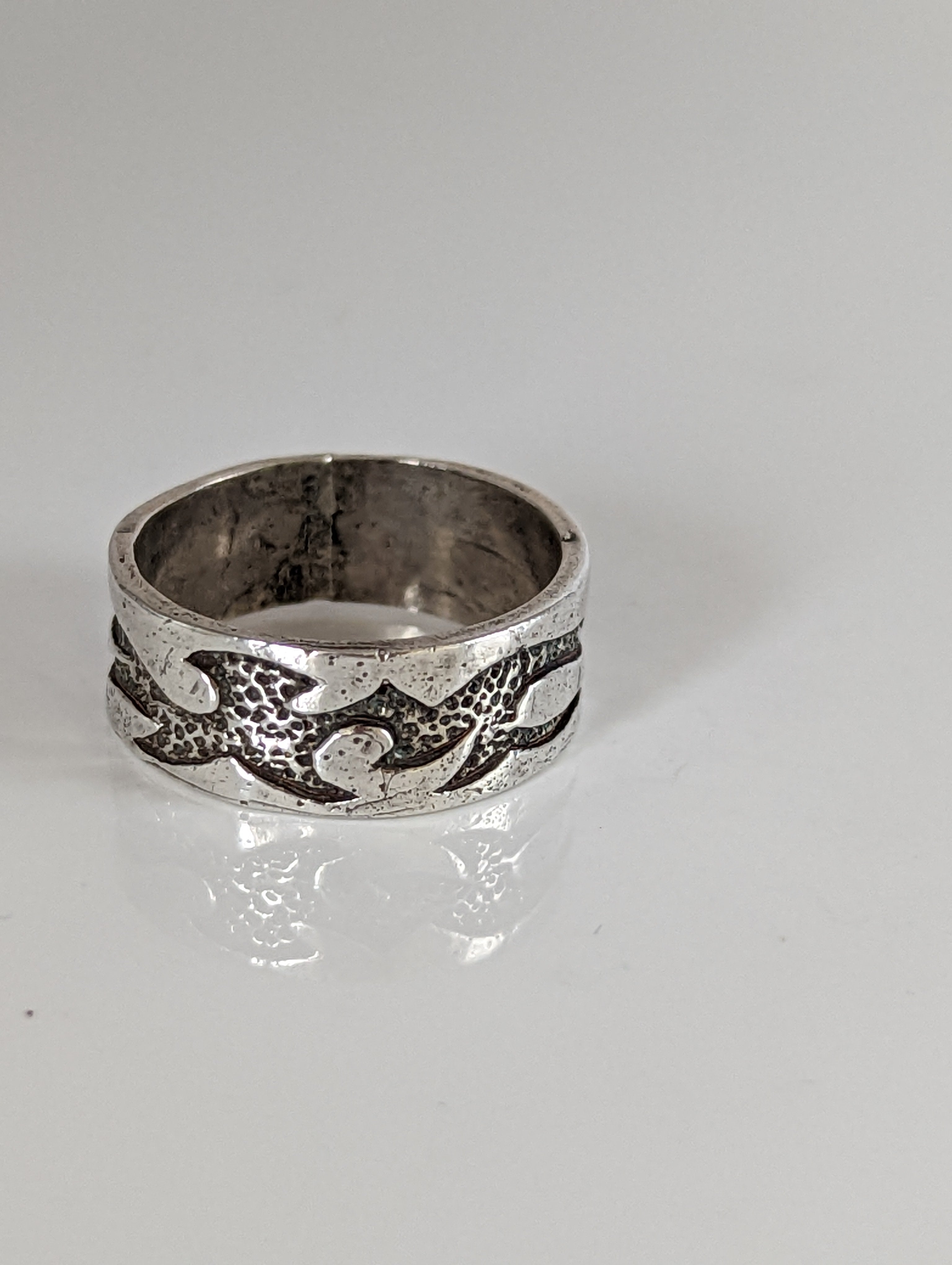 Silver Steed Flames Ring
