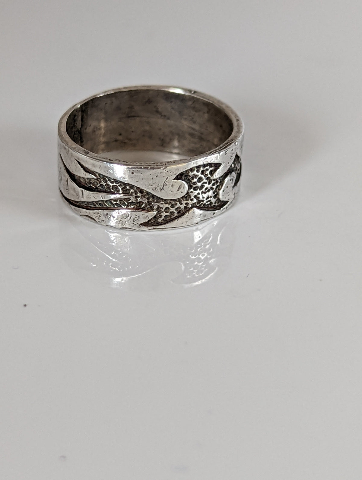 Silver Steed Flames Ring