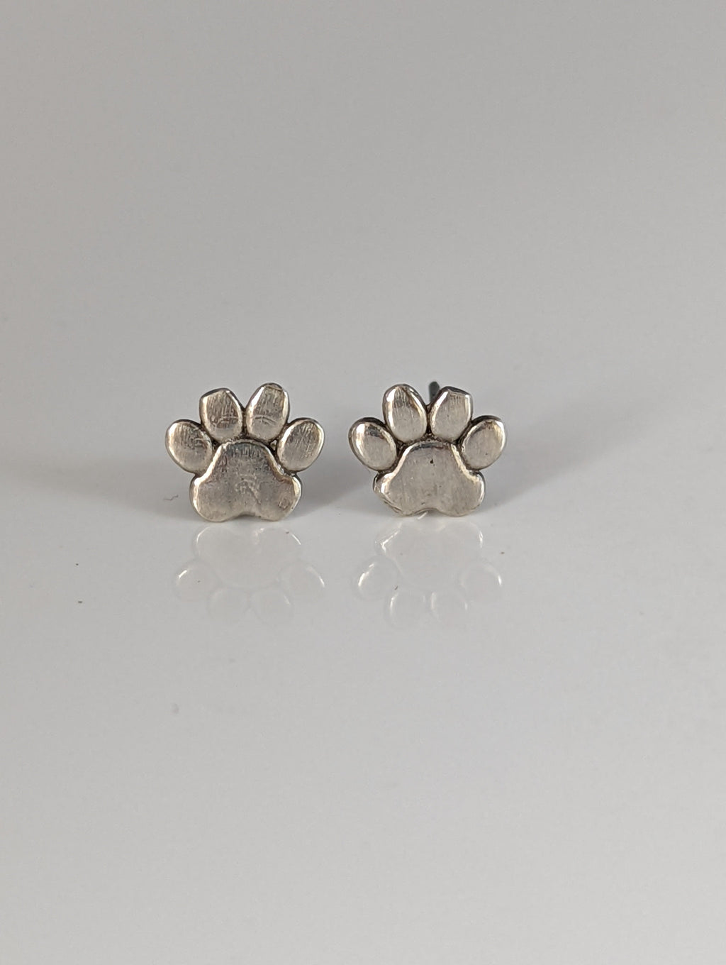 Silver Steed Silver Dog Paws 2 Stud Earrings