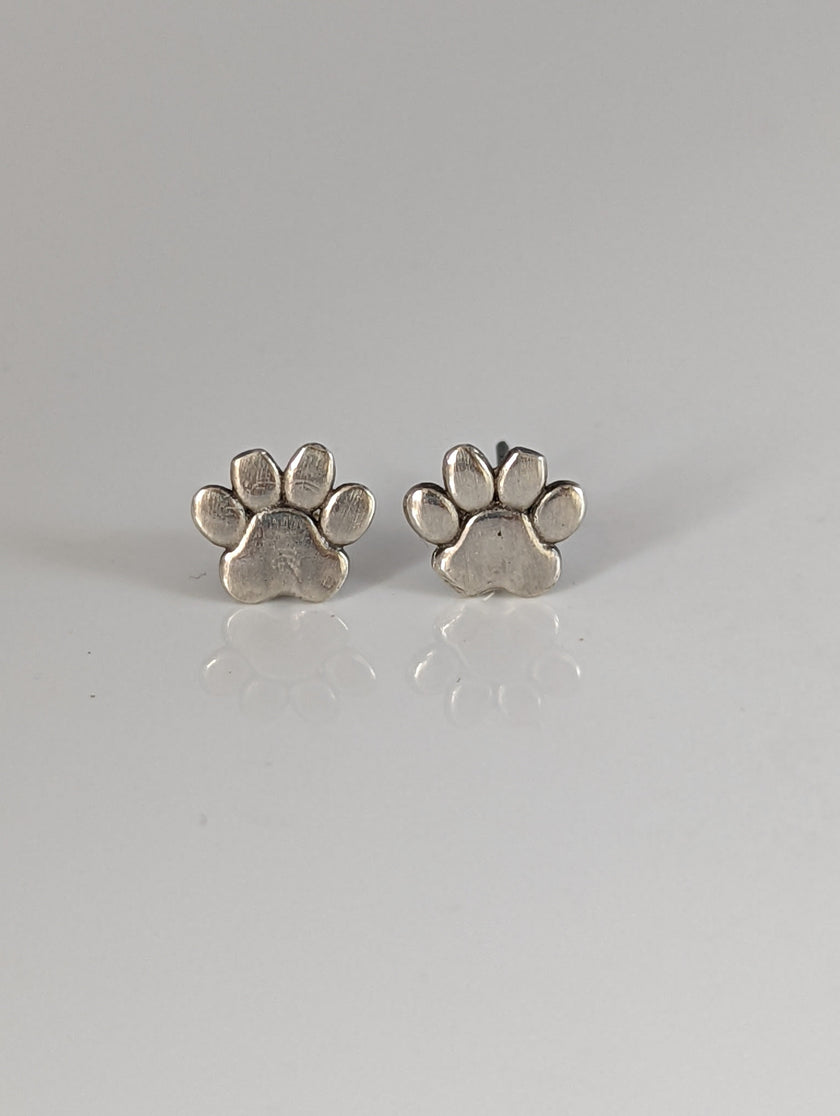 Silver Steed Silver Dog Paws 2 Stud Earrings