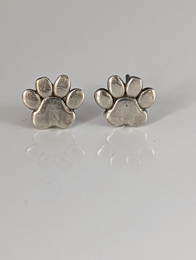 Silver Steed Silver Dog Paws 2 Stud Earrings