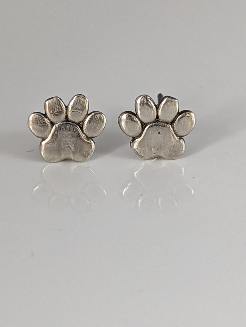 Silver Steed Silver Dog Paws 2 Stud Earrings