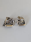 Silver Steed 3D Jump over the Stirrup Stud Earrings