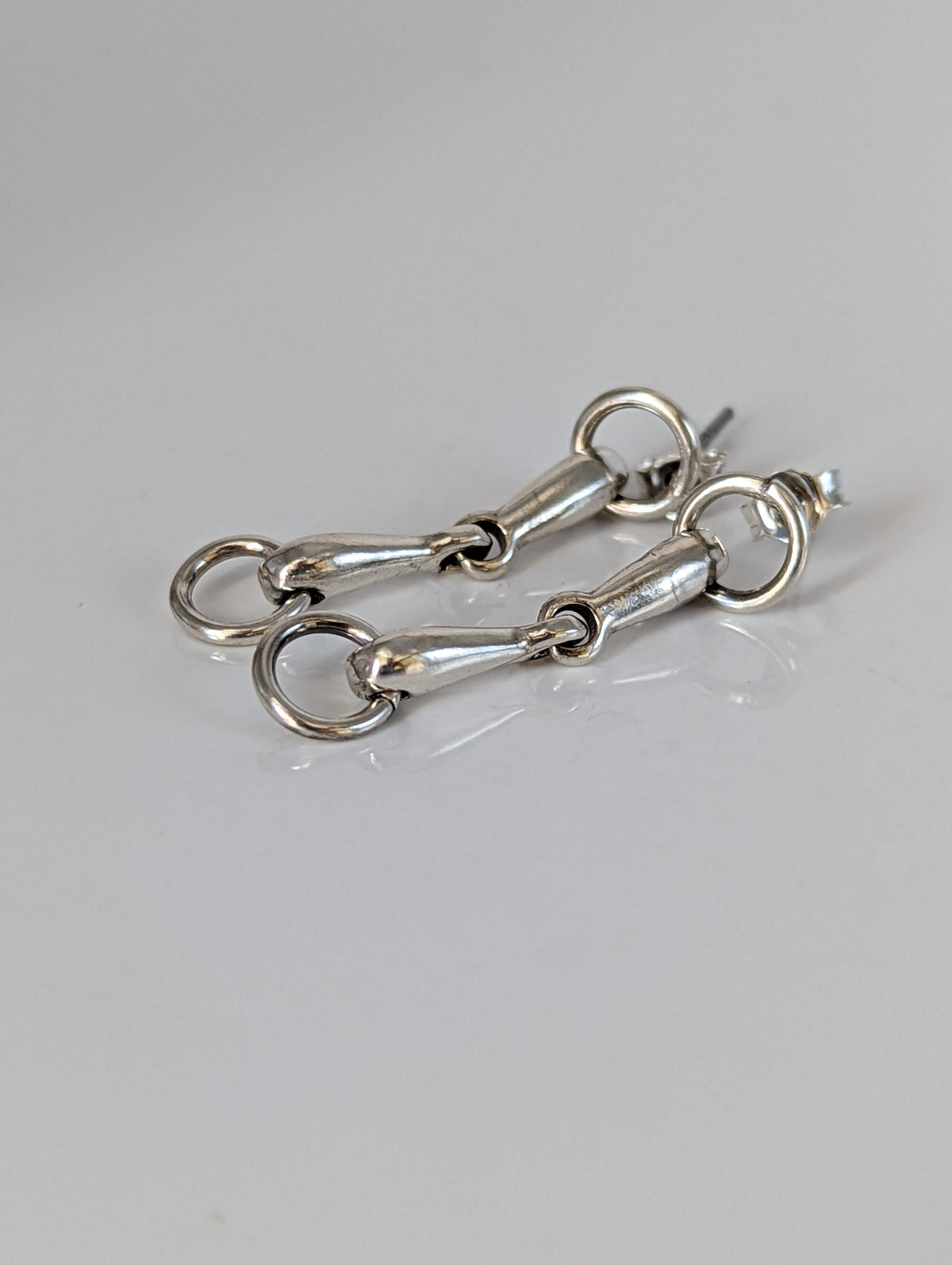Silver Steed Snaffle Bit Stud Earrings