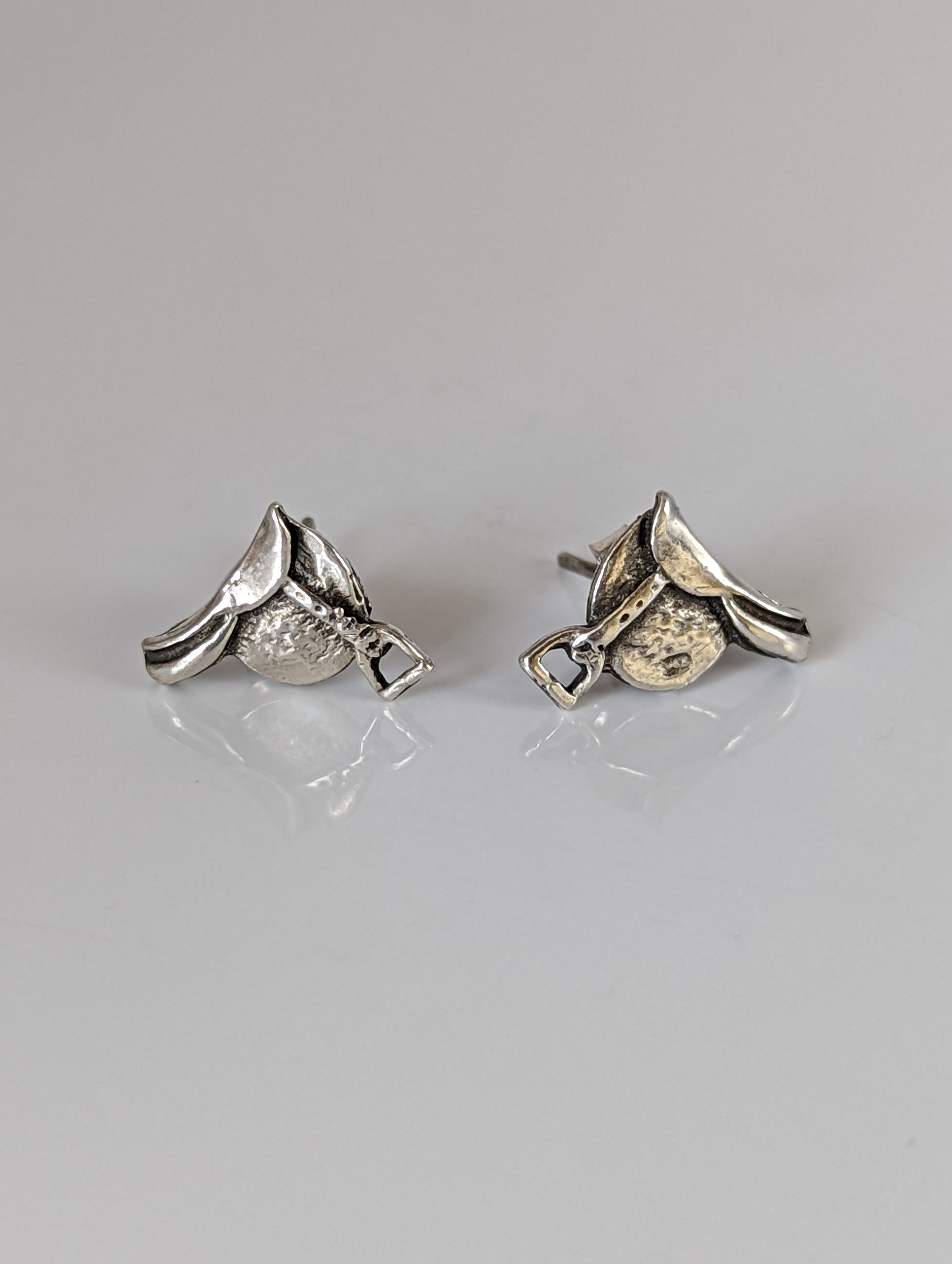 Silver Steed Silver Saddle Stud Earrings