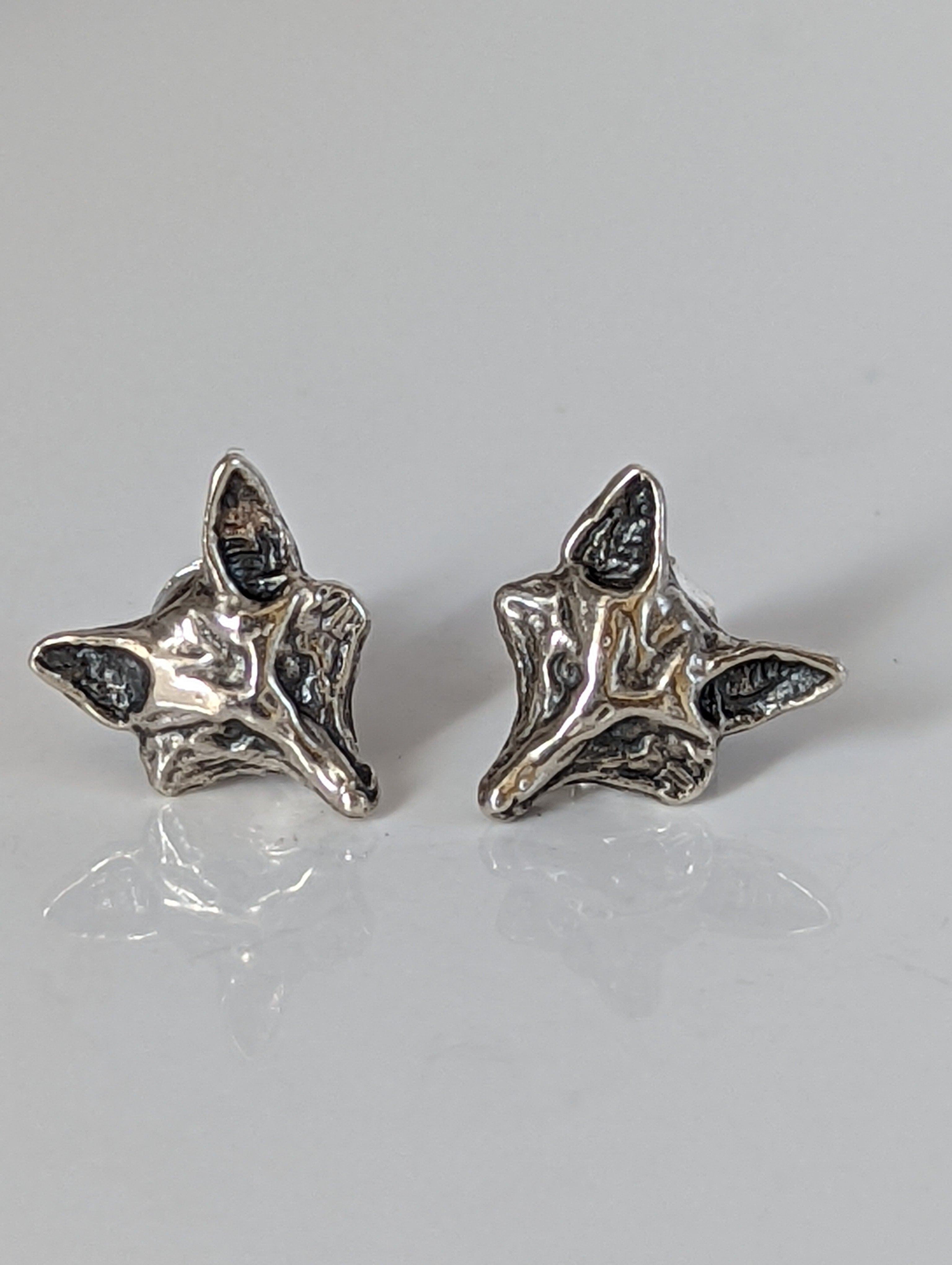 Silver Steed Fox Head Stud Earrings