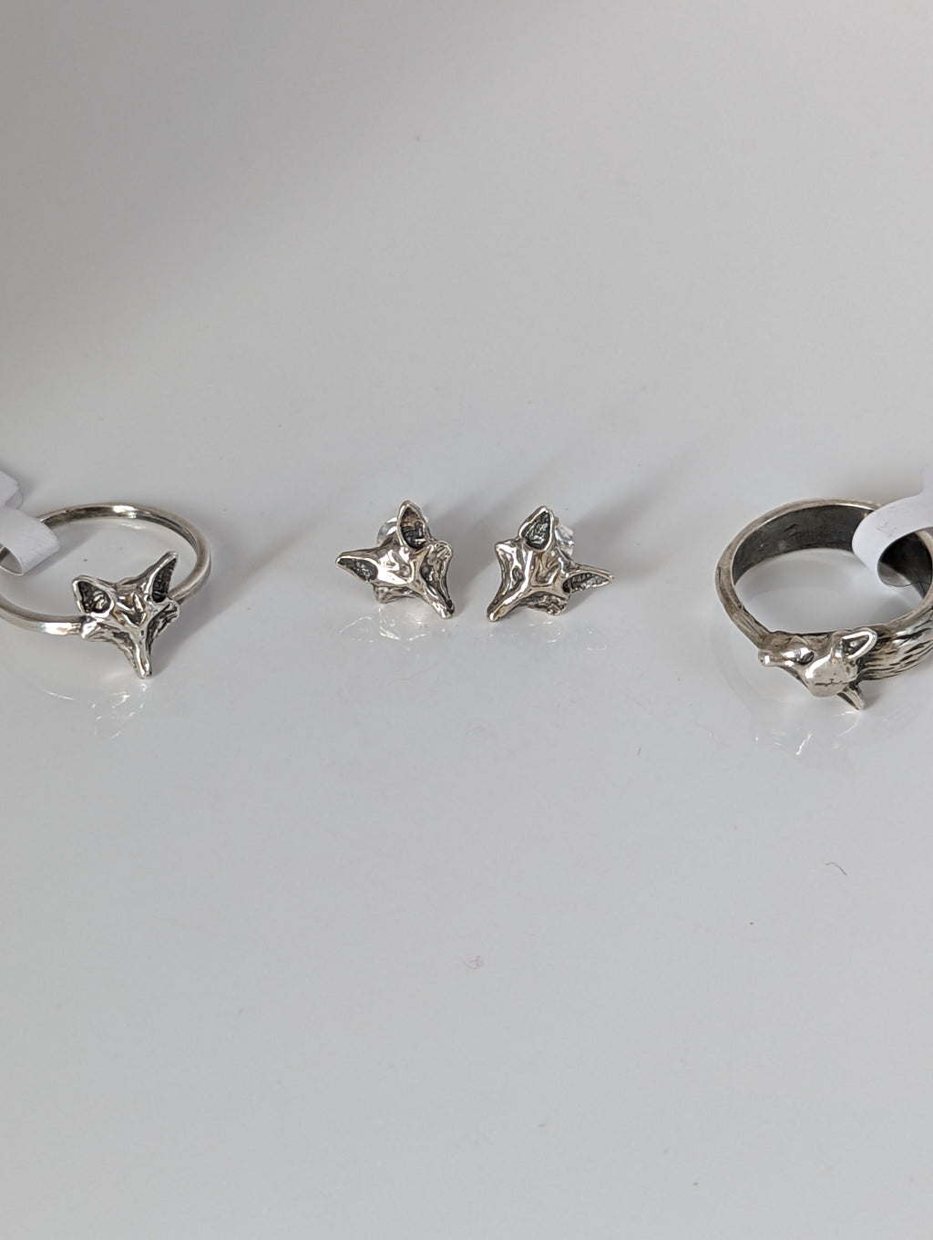 Silver Steed Fox Head Stud Earrings