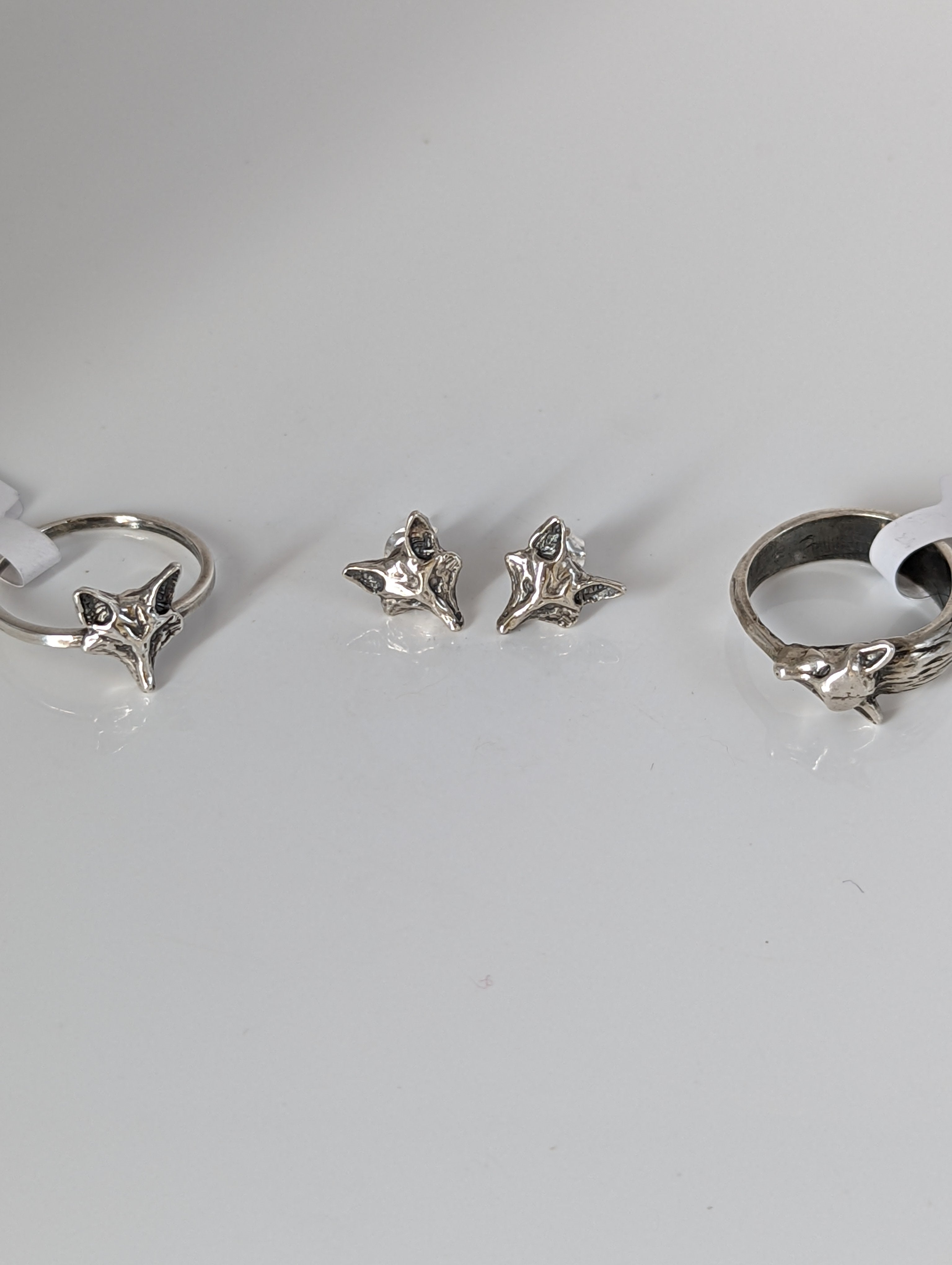 Silver Steed Fox Head Stud Earrings