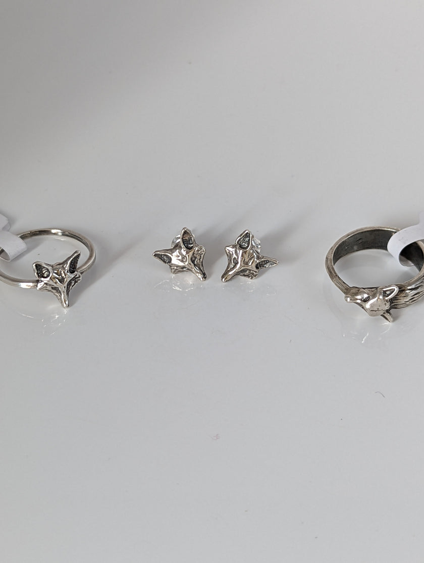Silver Steed Fox Head Stud Earrings