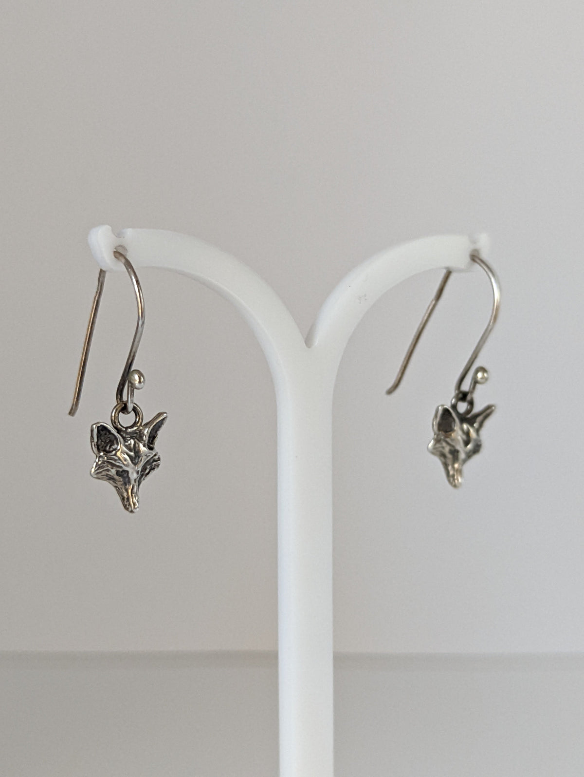 Silver Steed Fox Long Dropped Earrings
