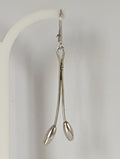 Silver Steed Flower Stem Dangling Earrings