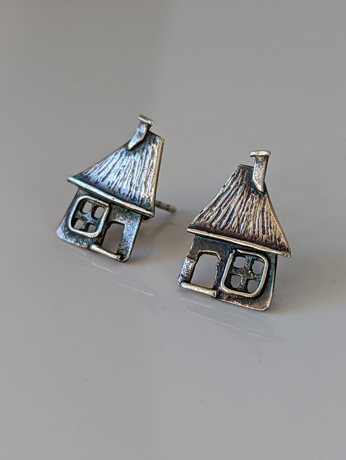 Silver Steed House Stud Earrings