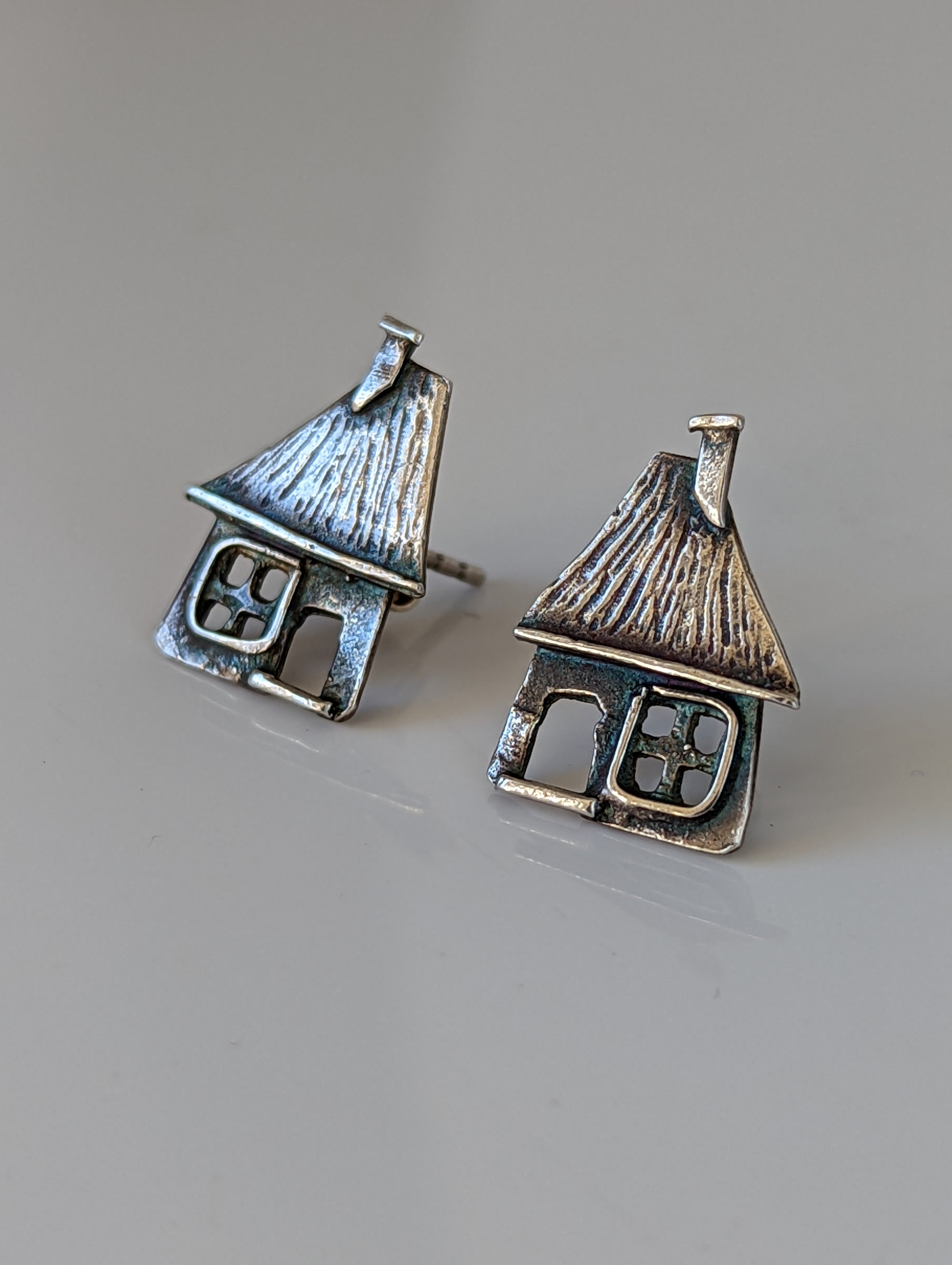 Silver Steed House Stud Earrings