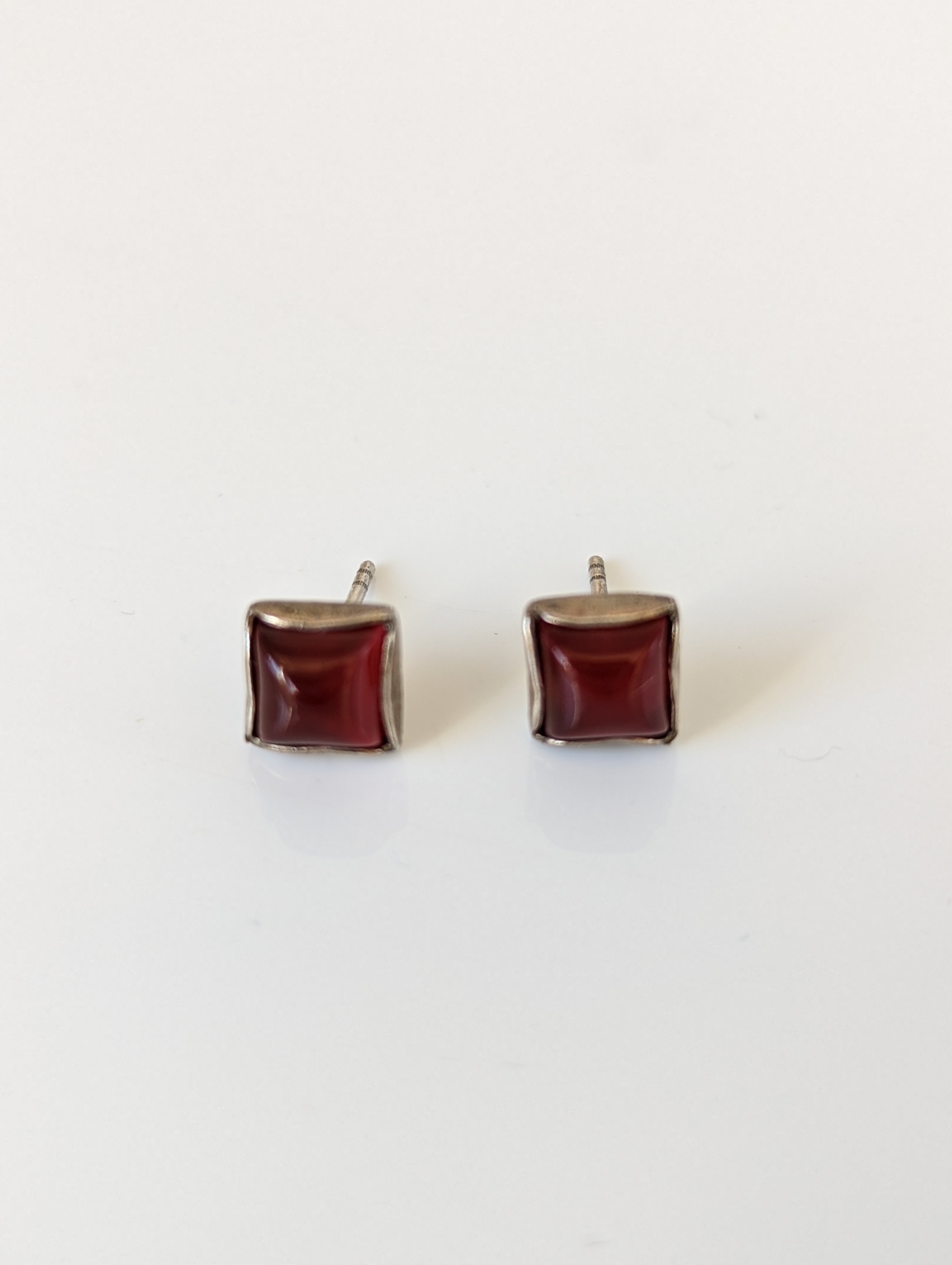 Silver Steed Square Coloured Stud Earrings