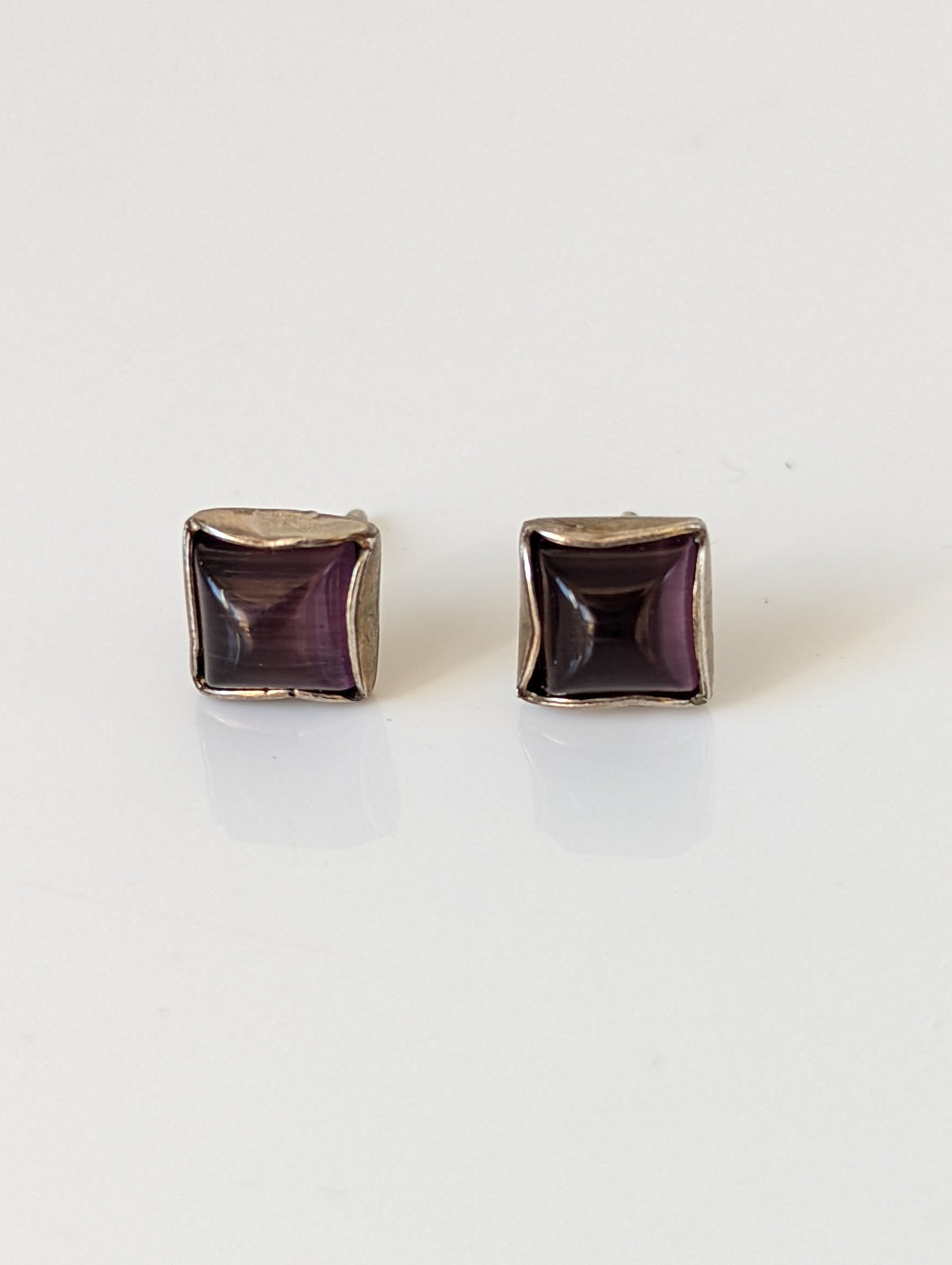 Silver Steed Square Coloured Stud Earrings