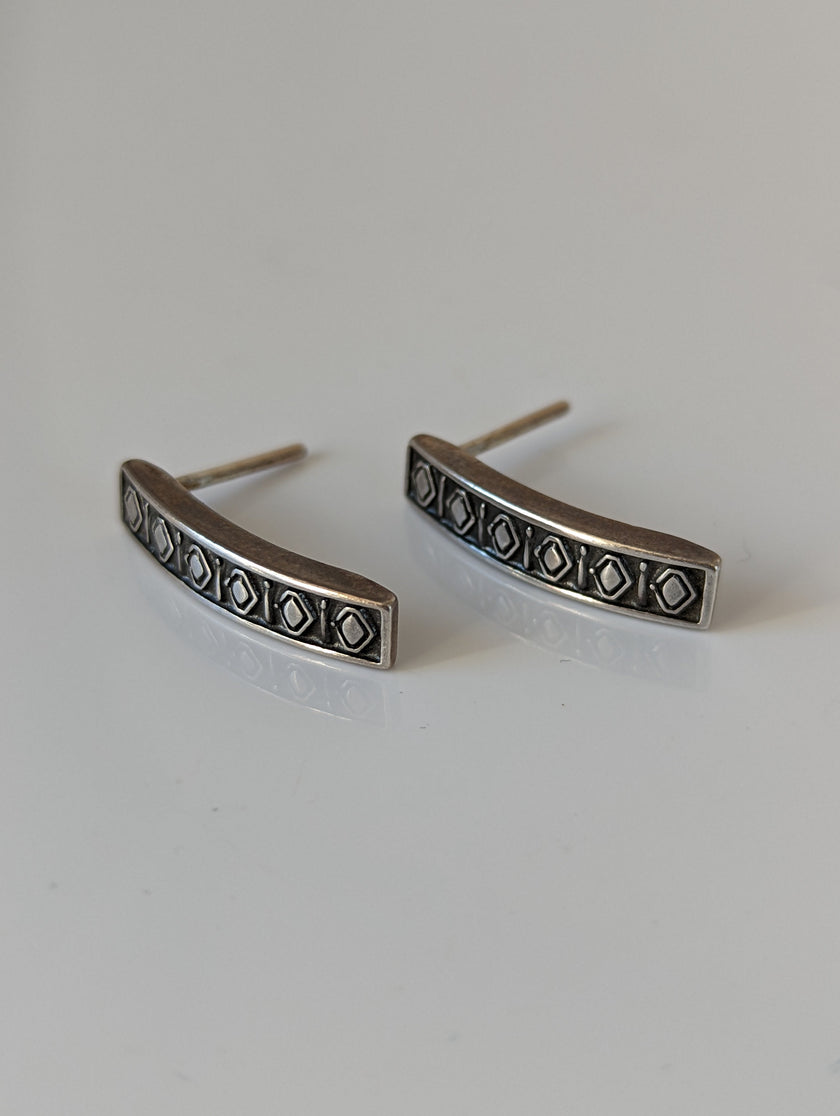 Silver Steed Greek Motive Stud Earrings