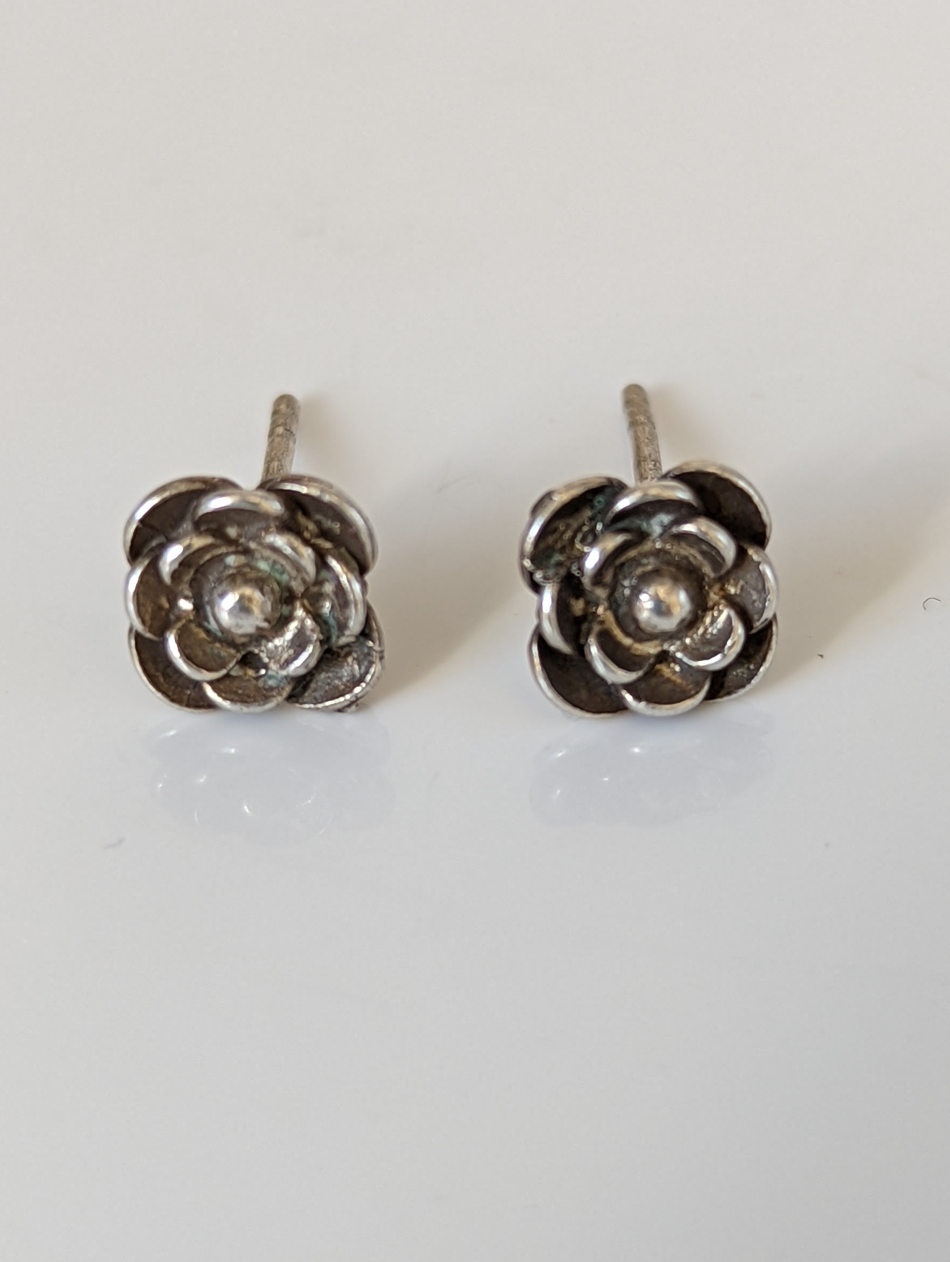 Silver Steed Delicate Rose Stud Earrings