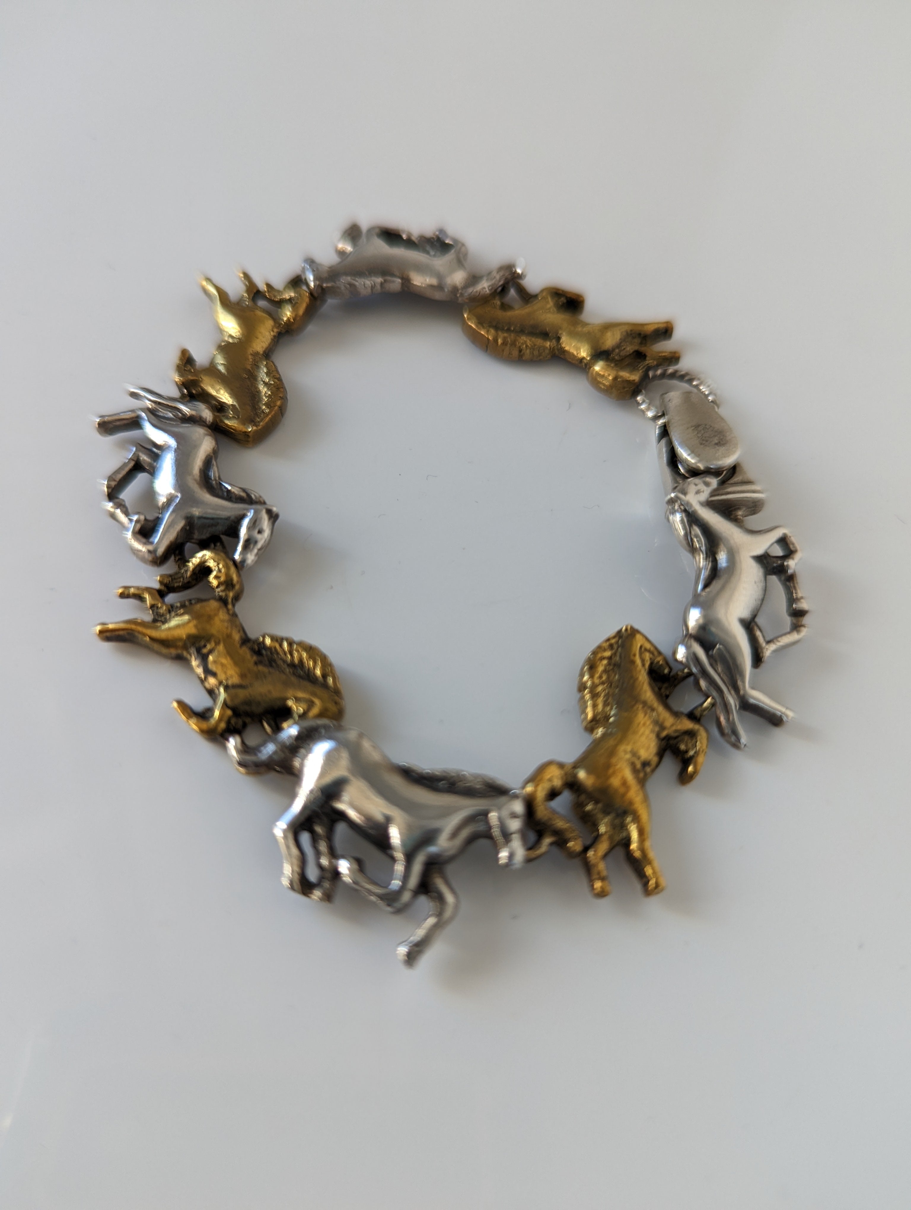 Silver Steed Silver & Brass Galloping Horses Bracelet