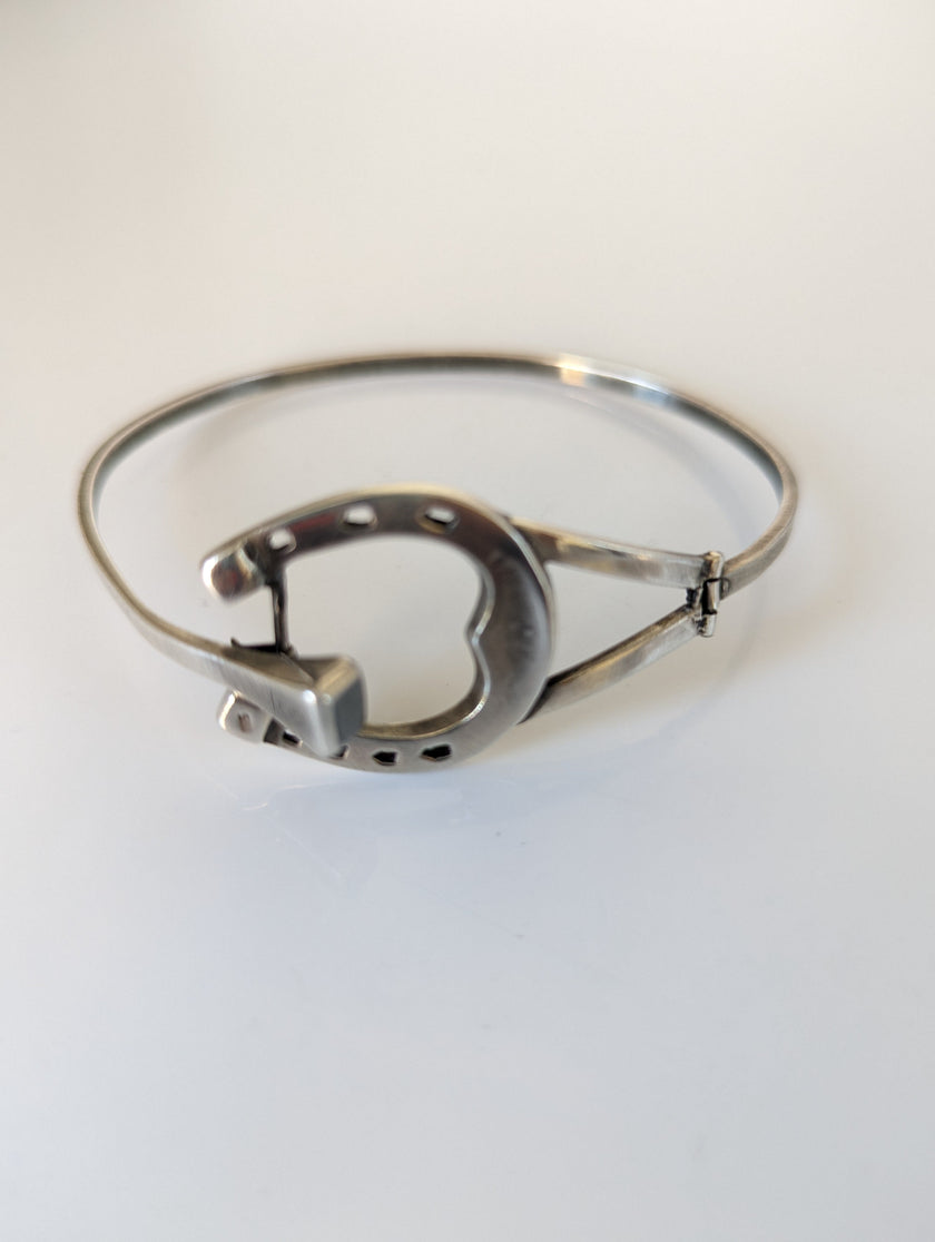 Silver Steed Big Horseshoe Bangle