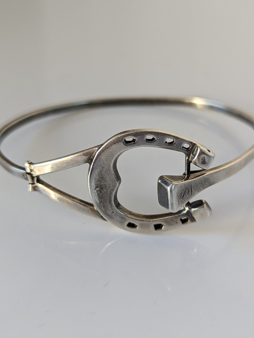 Silver Steed Big Horseshoe Bangle