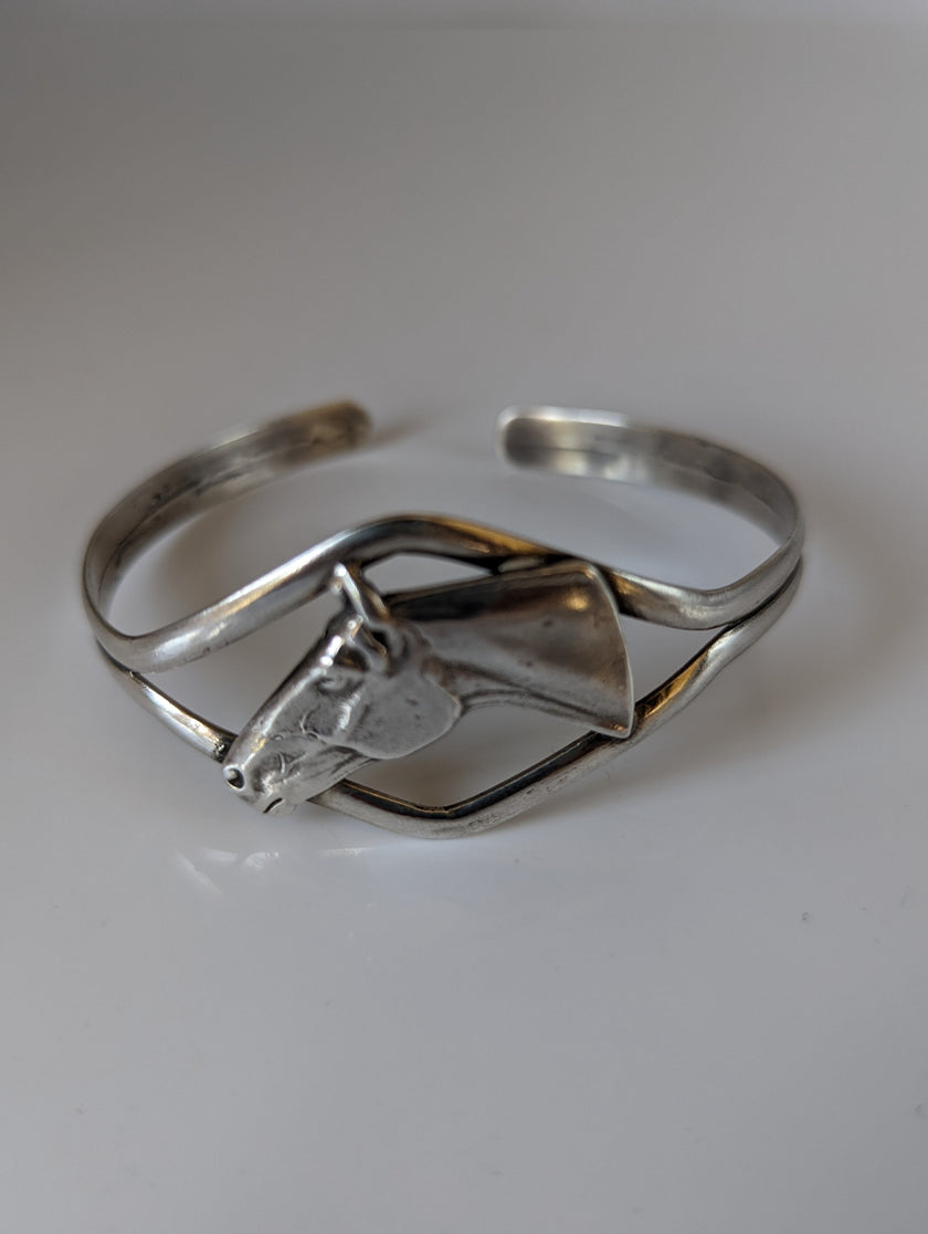 Silver Steed Horse Head Bangle