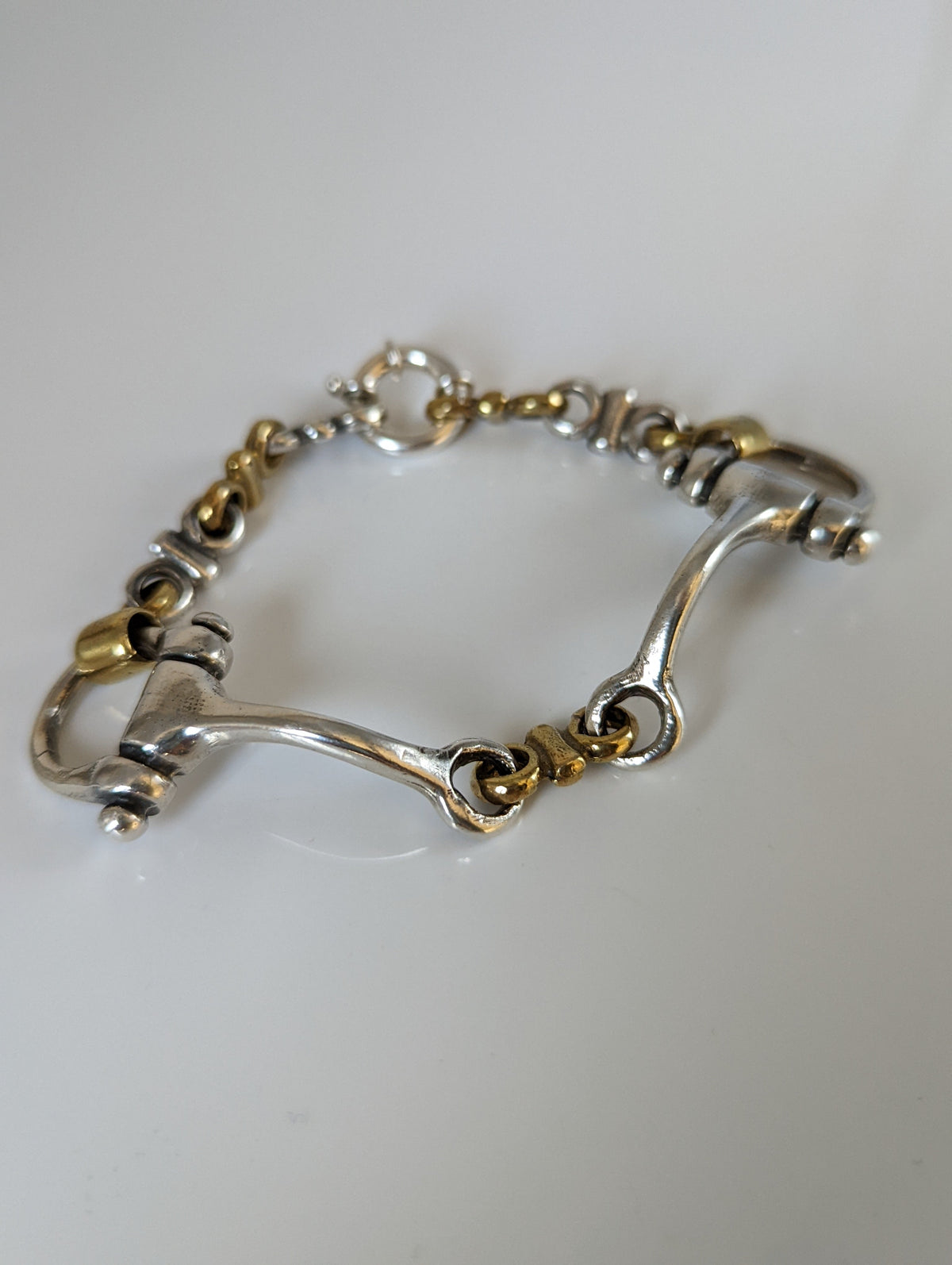 Silver Steed Large Two Tone Silver French Link Snaffle Bracelet