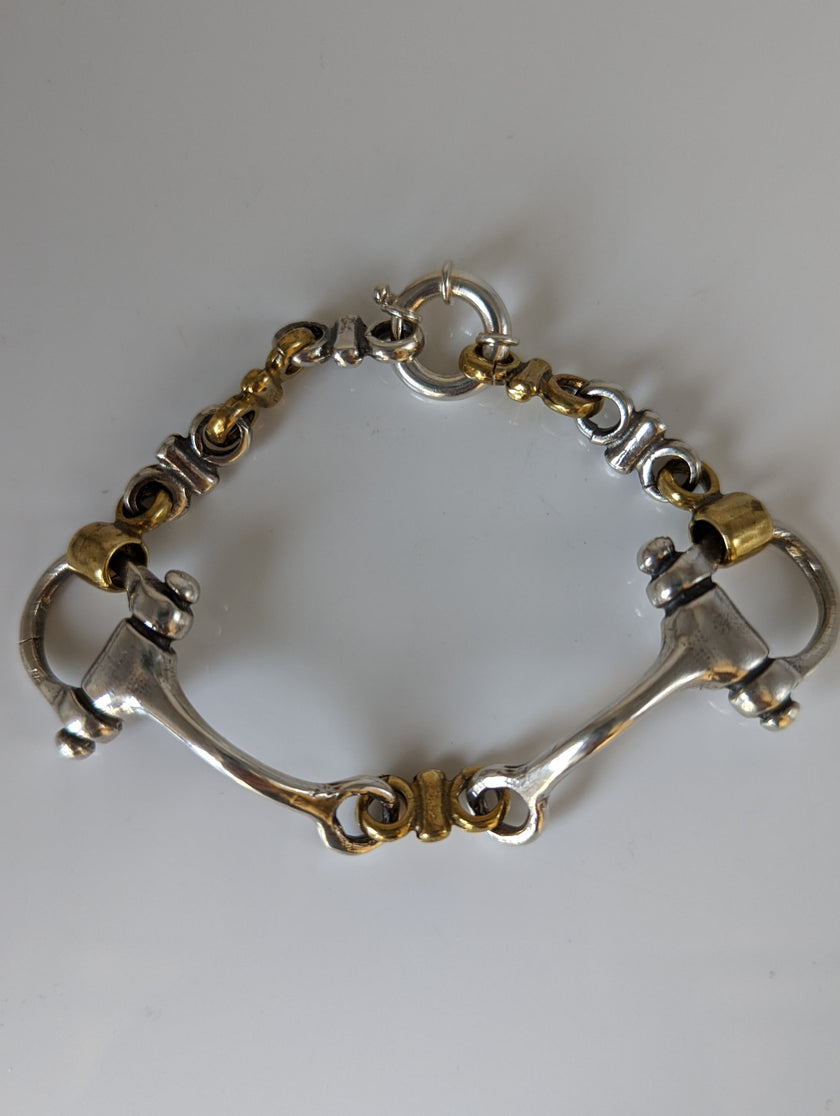 Silver Steed Large Two Tone Silver French Link Snaffle Bracelet