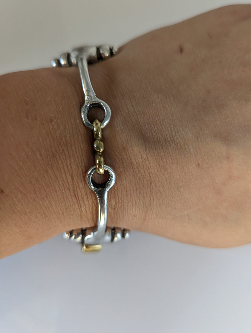 Silver Steed Large Two Tone Silver French Link Snaffle Bracelet