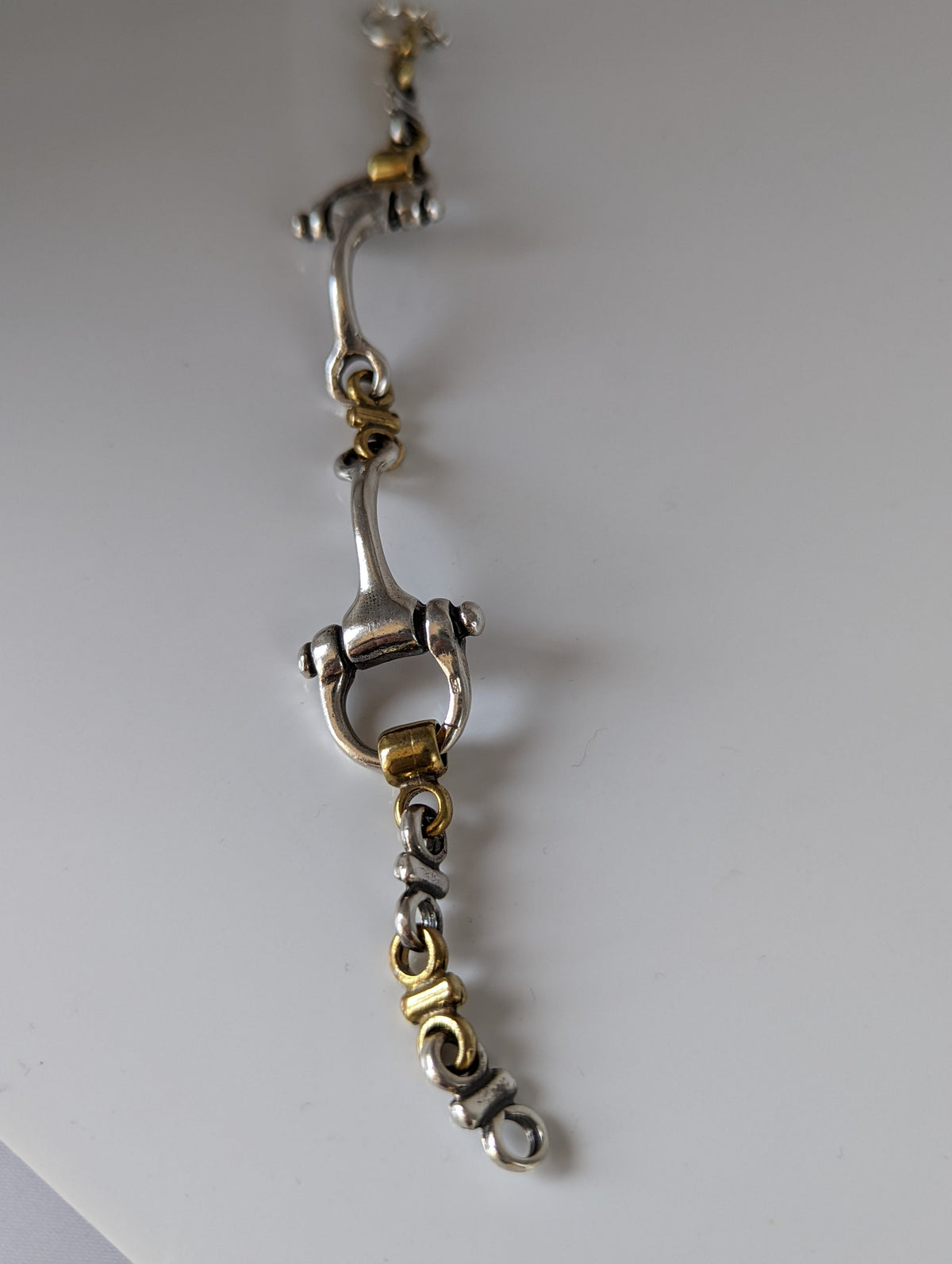 Silver Steed Large Two Tone Silver French Link Snaffle Bracelet