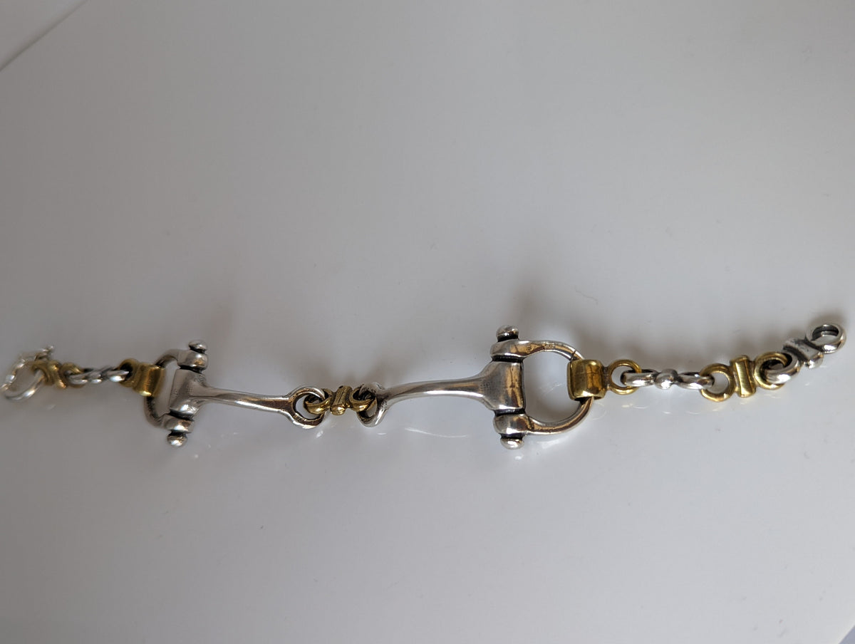 Silver Steed Large Two Tone Silver French Link Snaffle Bracelet