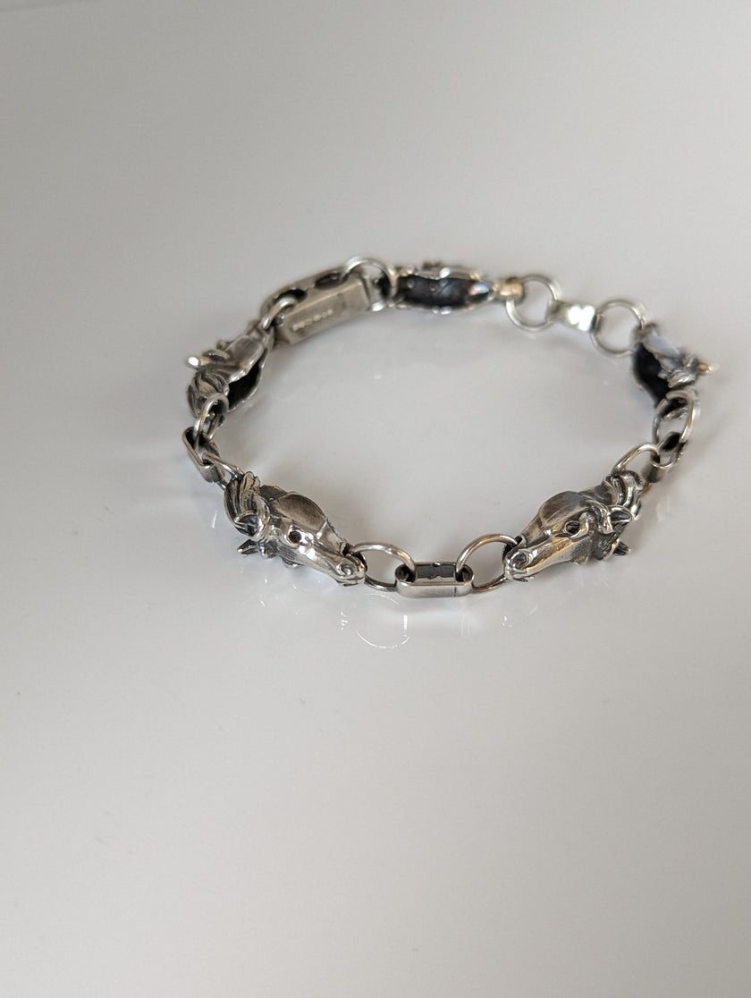 Silver Steed 3D Horse Head Bracelet