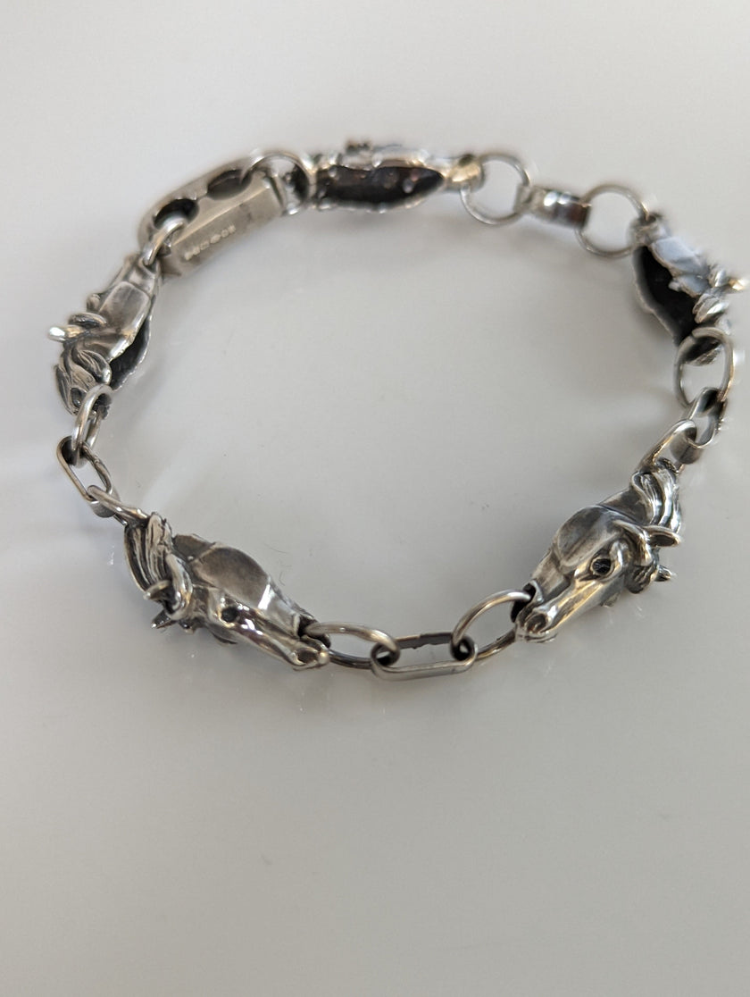 Silver Steed 3D Horse Head Bracelet