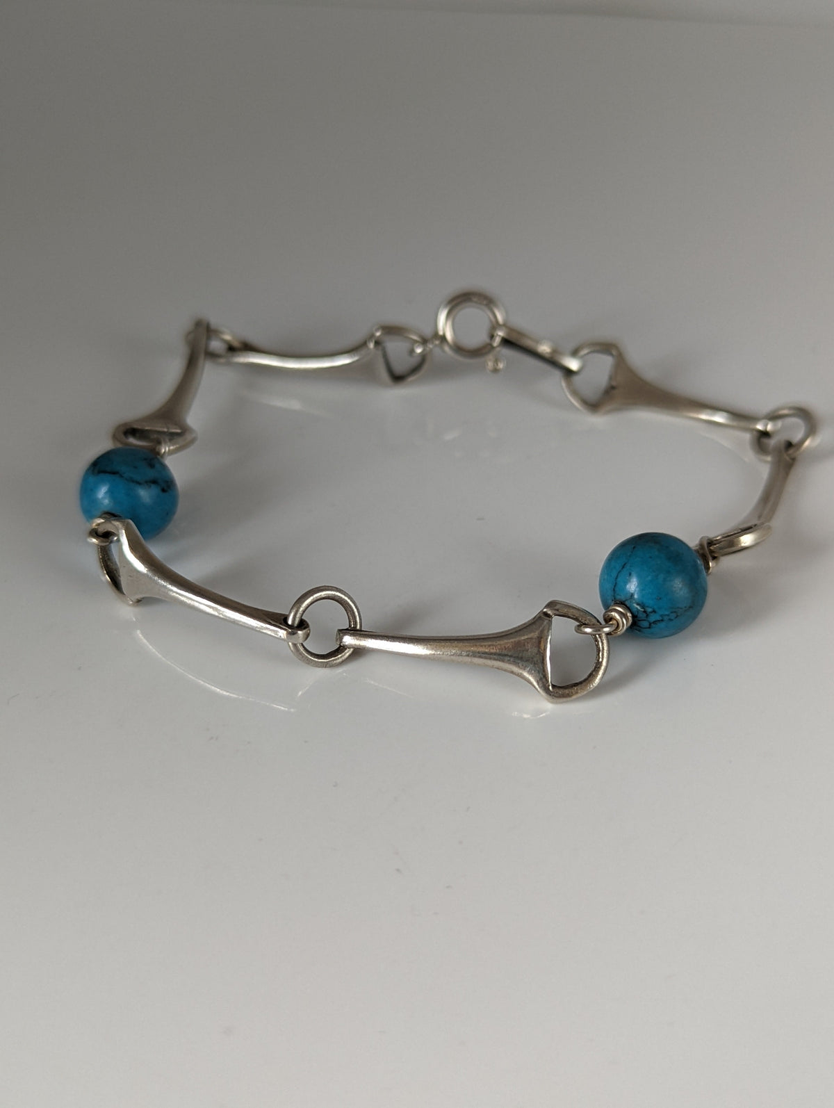Silver Steed Snaffle Bracelet with Turquoise Beads Bracelet