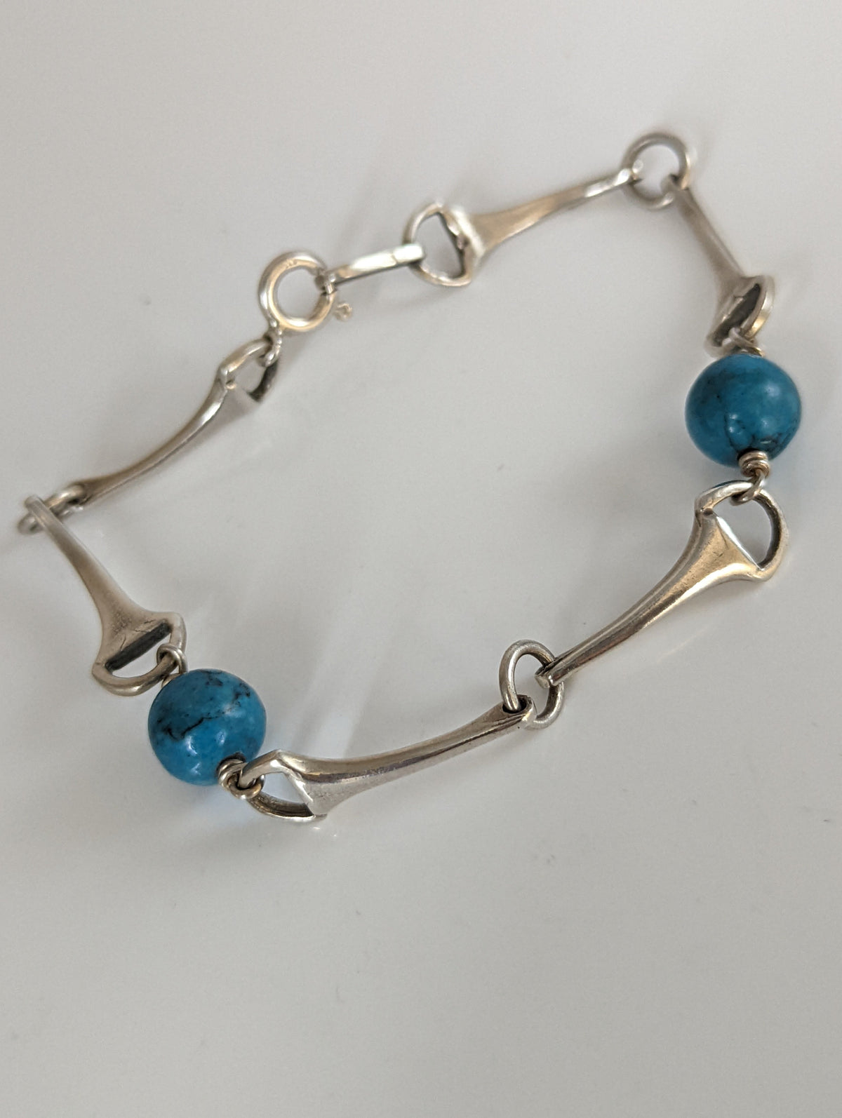 Silver Steed Snaffle Bracelet with Turquoise Beads Bracelet