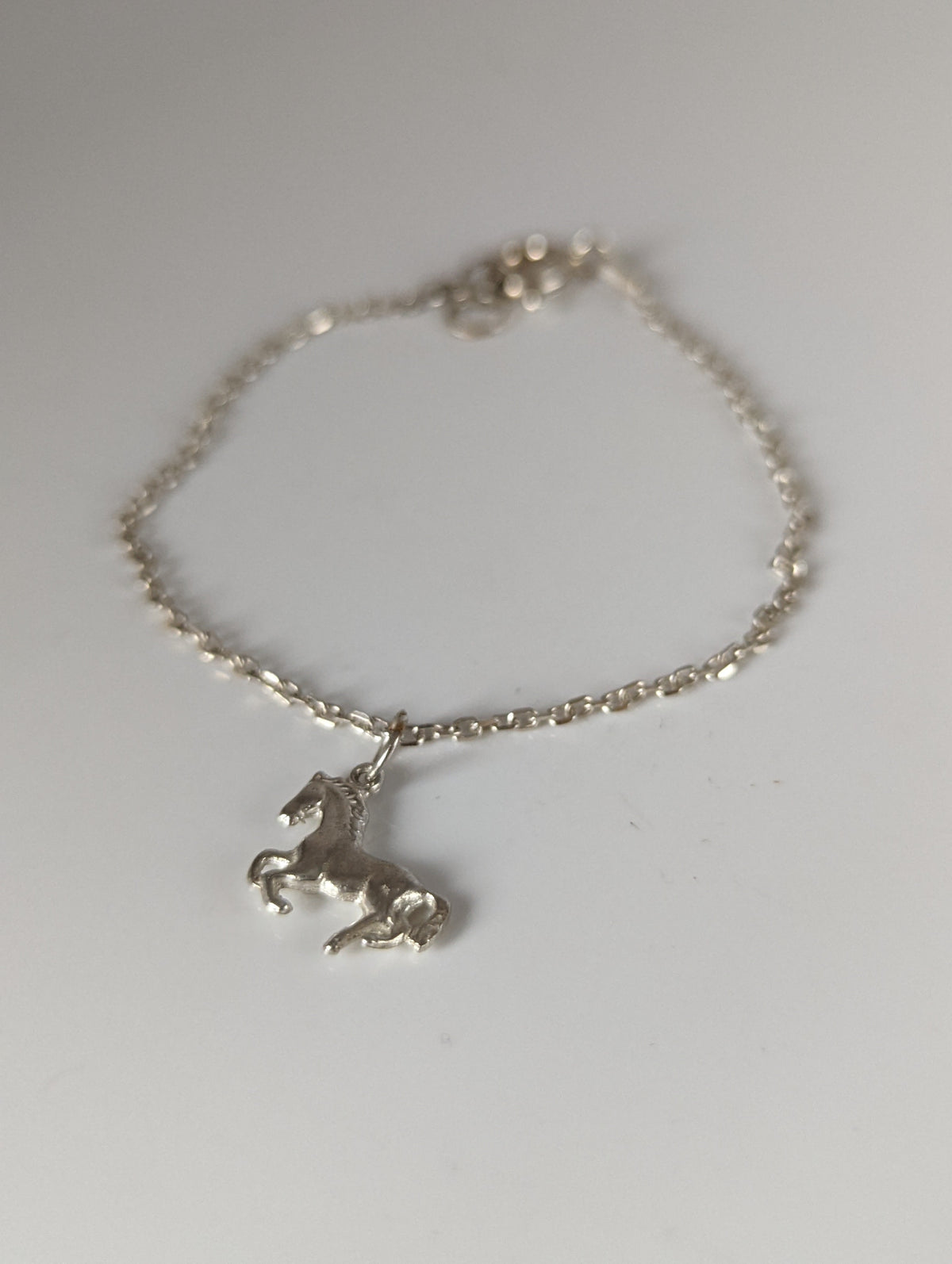 Silver Steed Horse on a Chain Delicate Bracelet