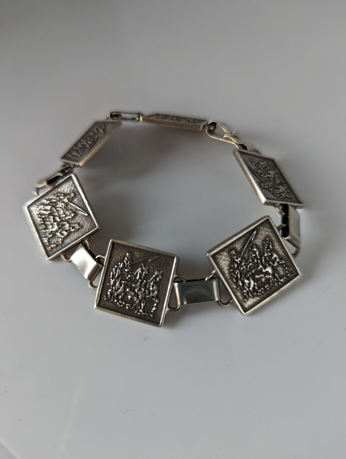 Silver Steed Carriage Driving Silver Bracelet
