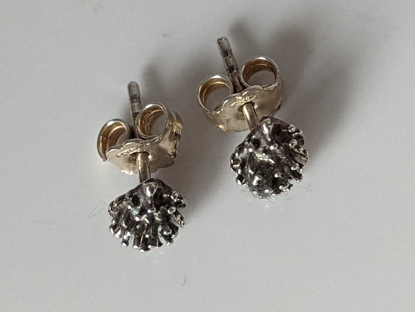 Silver Steed Pine Cone Stud Earrings