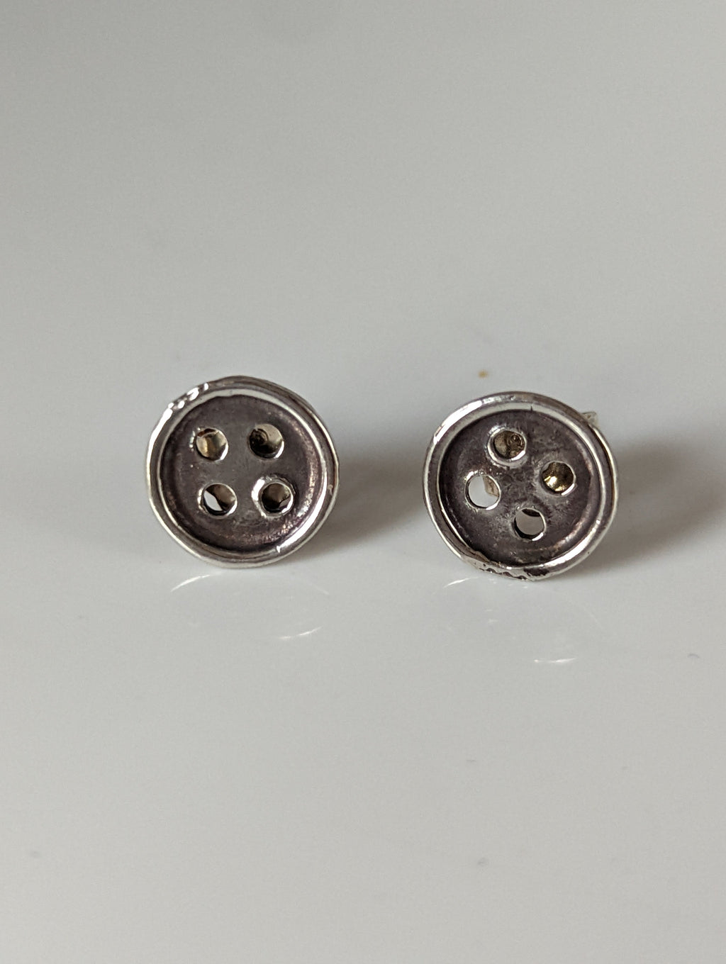 Silver Steed Button Stud Earrings