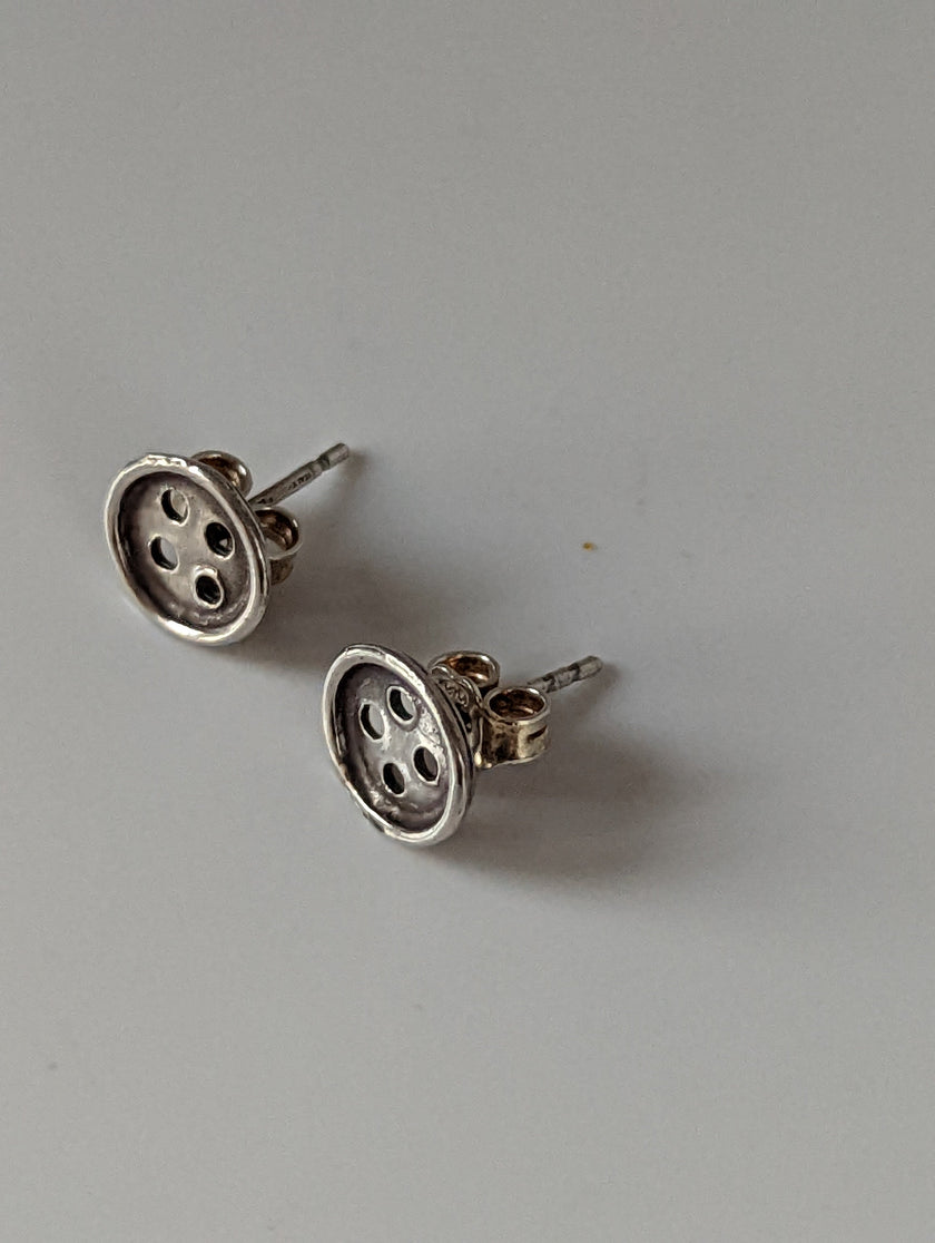Silver Steed Button Stud Earrings
