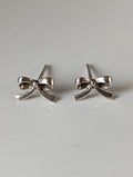 Silver Steed Bow Stud Earrings